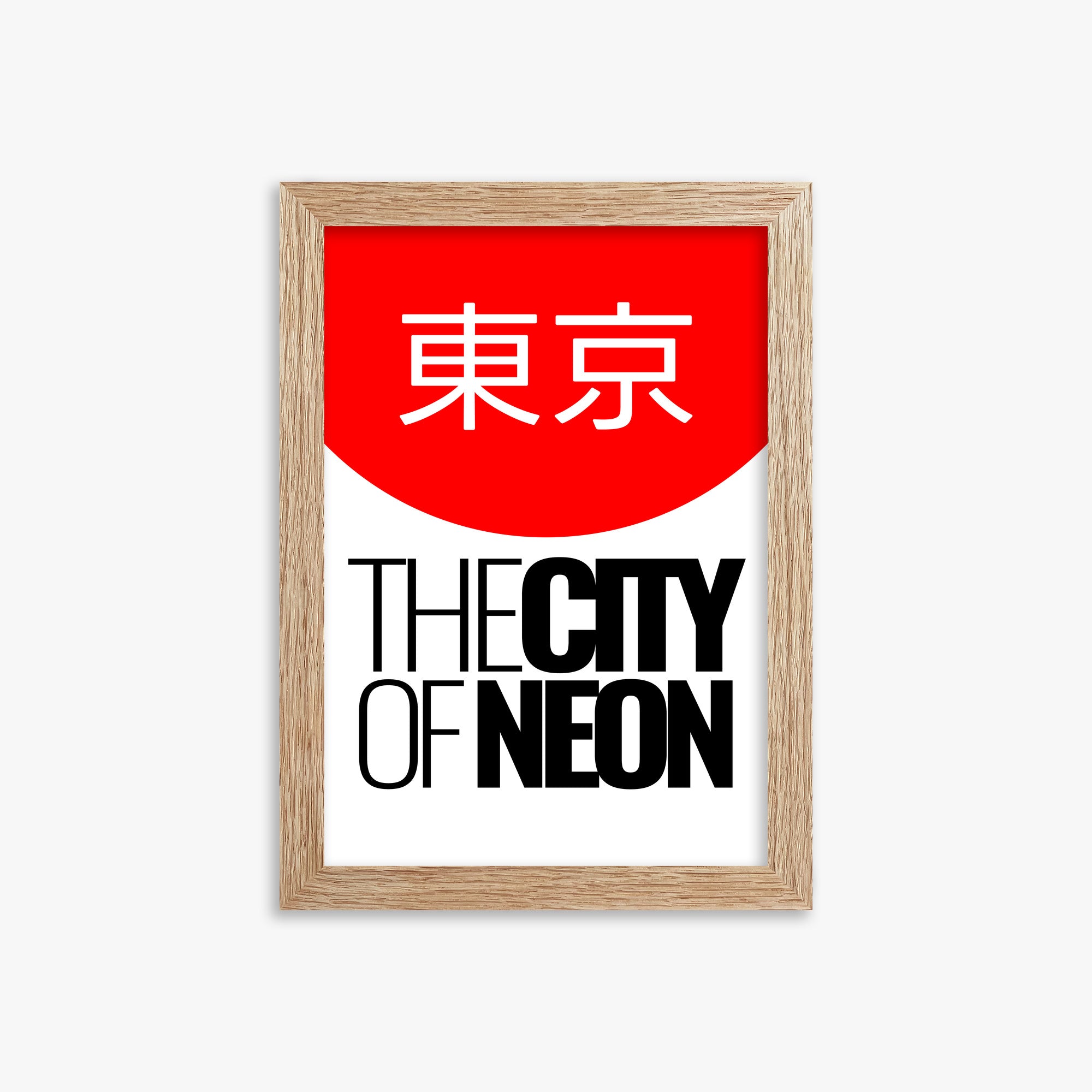 The City of Neon, 21x30cm Framed Poster With Raw Oak Frame