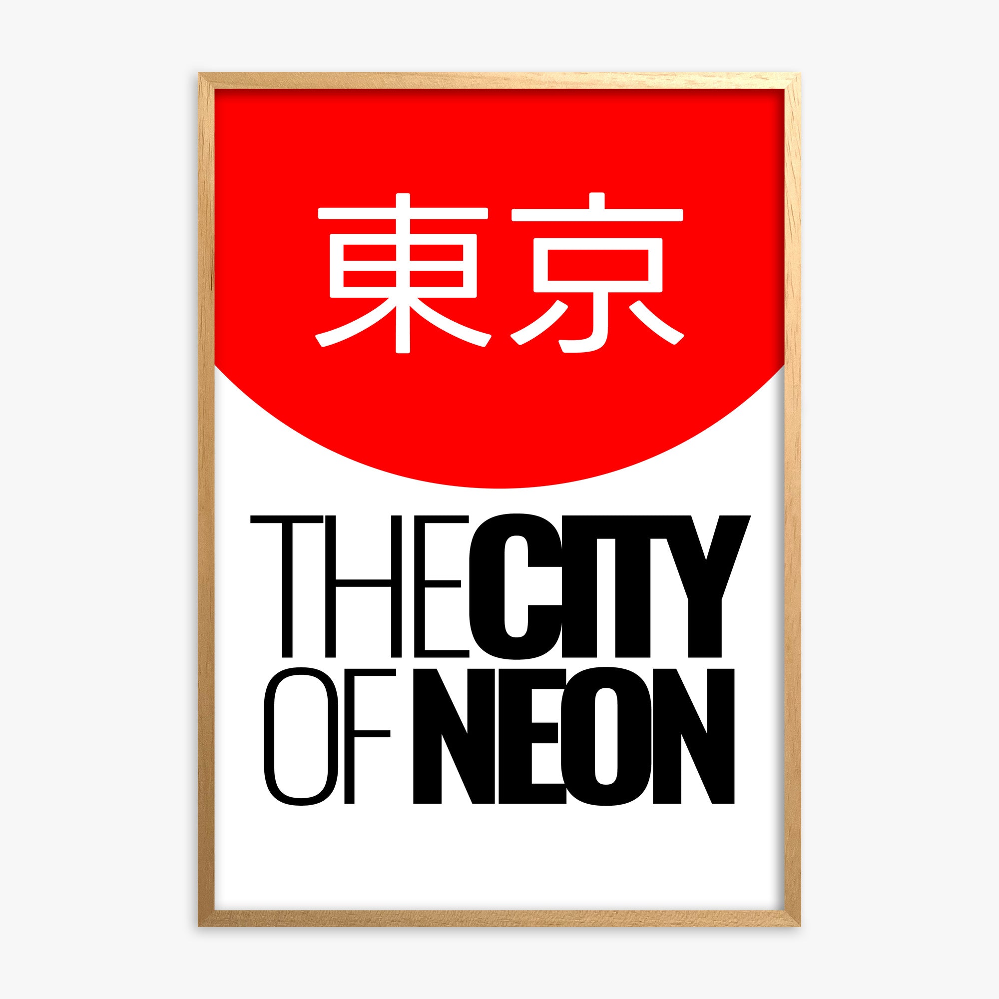 The City of Neon, Oak Framed Poster With Oak Frame