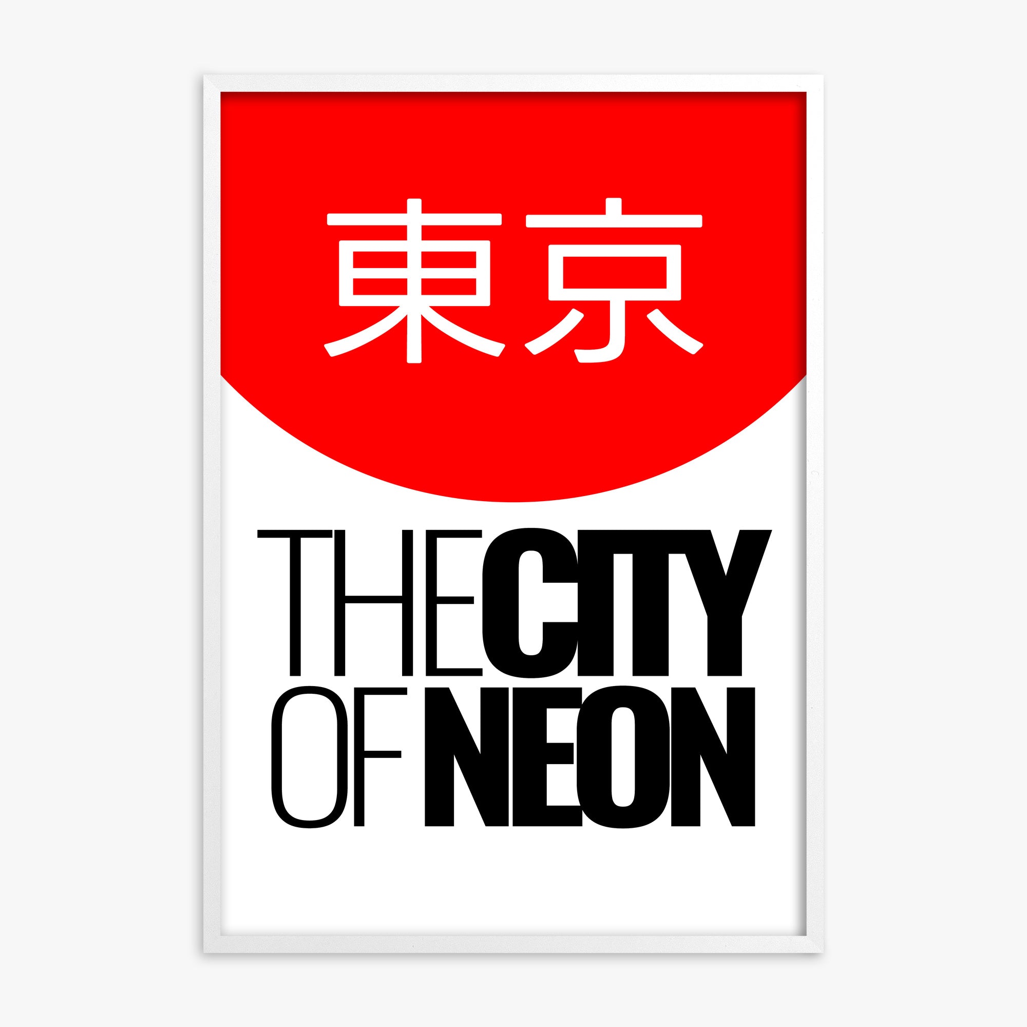 The City of Neon, White Framed Poster With White Frame