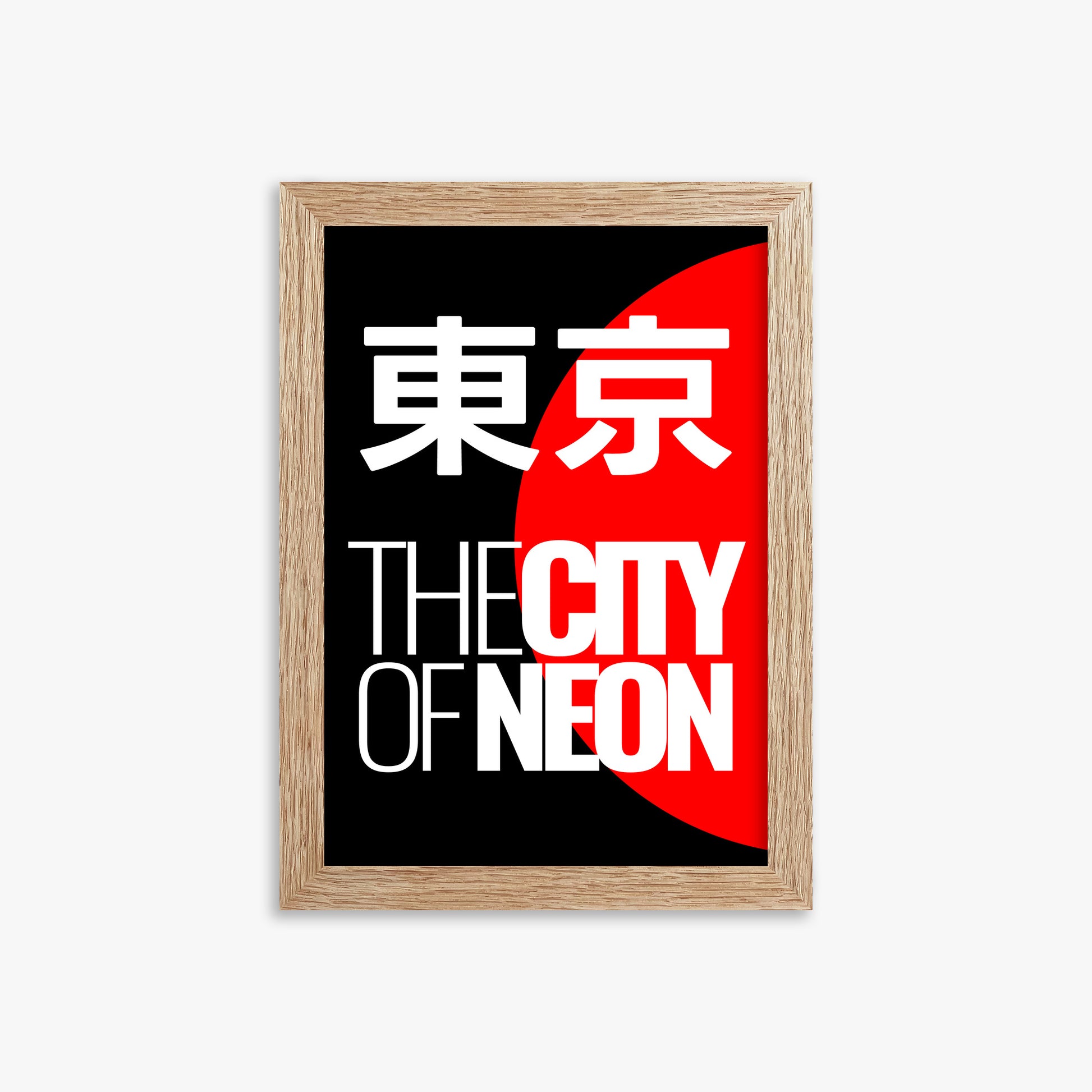 Neon City, 21x30cm Framed Poster With Raw Oak Frame