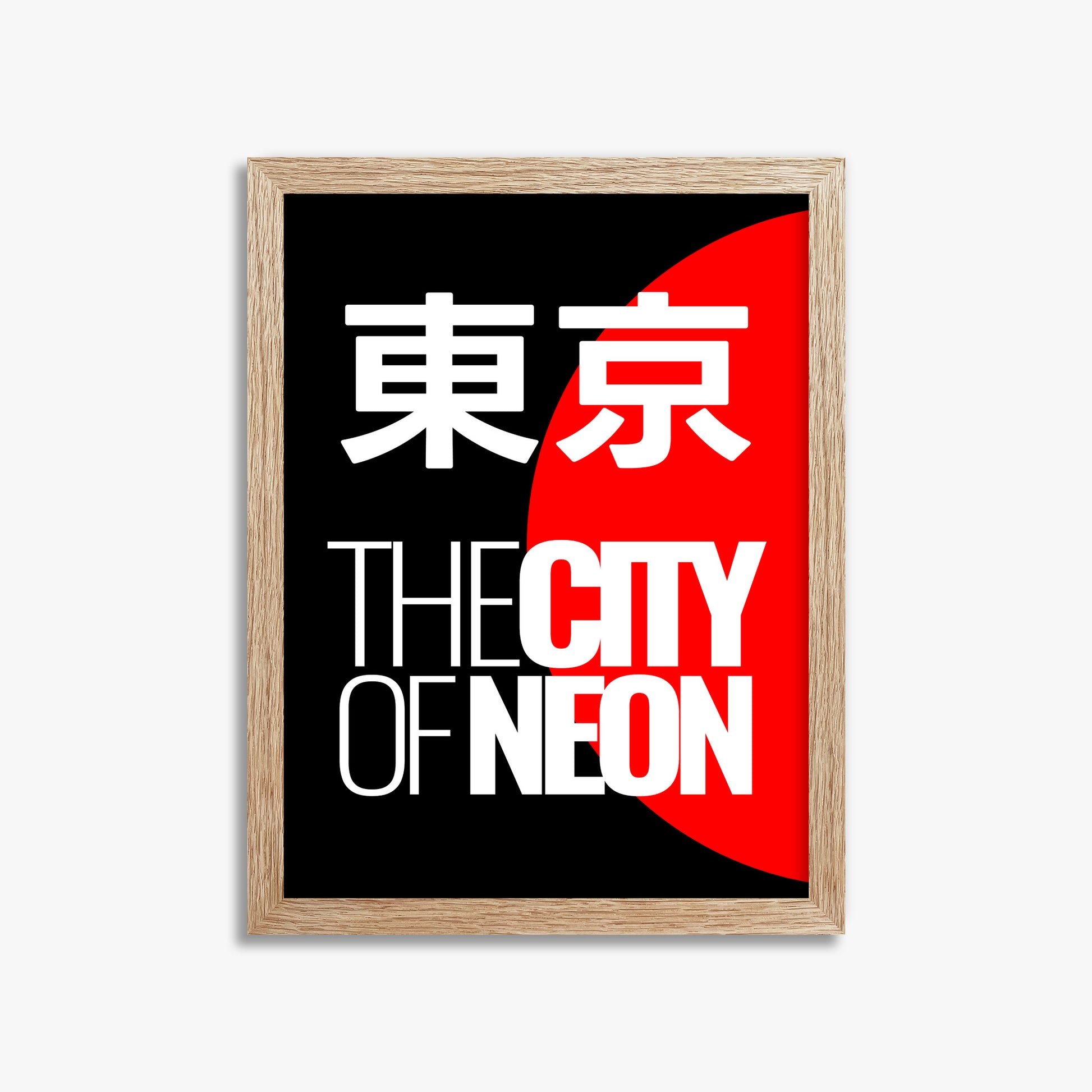 Neon City, 30x40cm Framed Poster With Raw Oak Frame