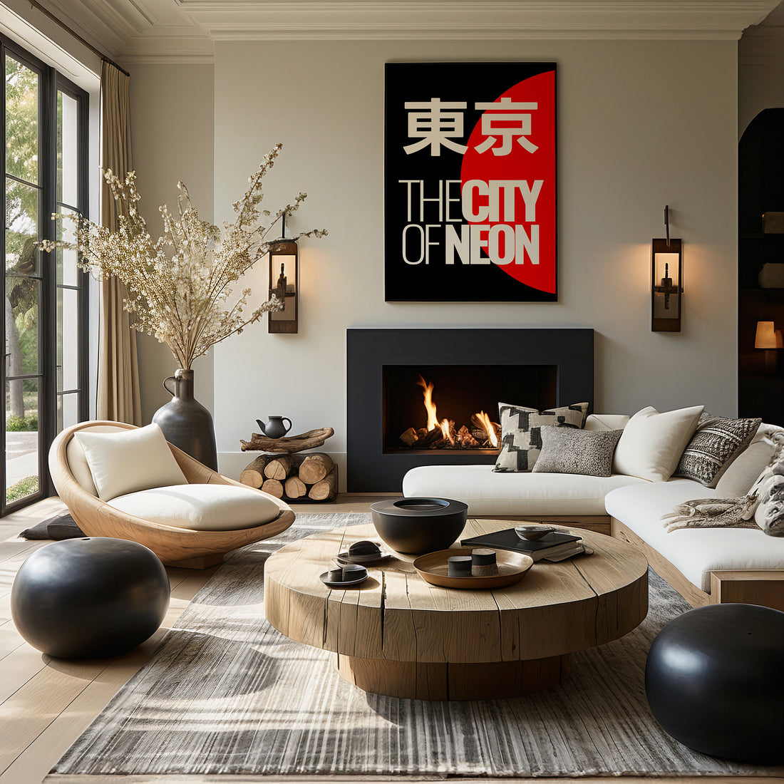 Neon City, 50x70cm Framed Poster With Black Frame