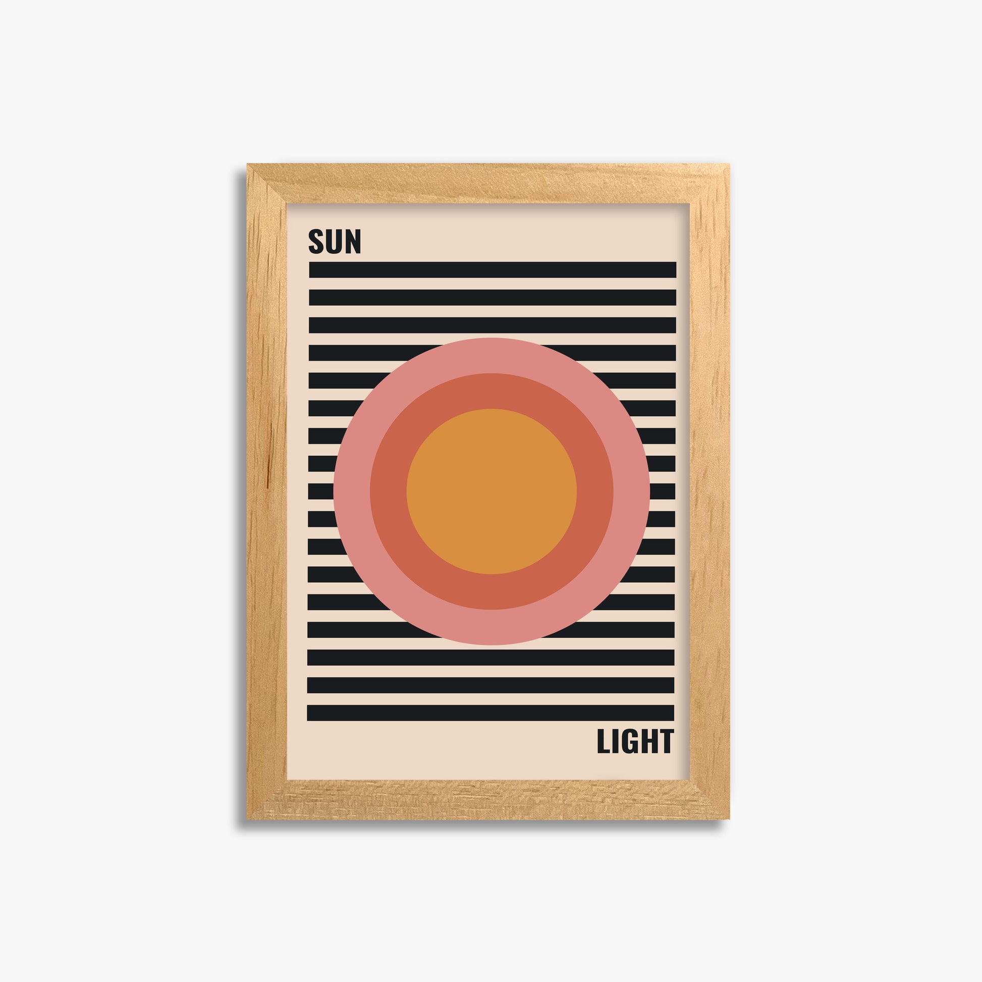 Pastel Sun, 21x30cm Framed Poster With Oak Frame