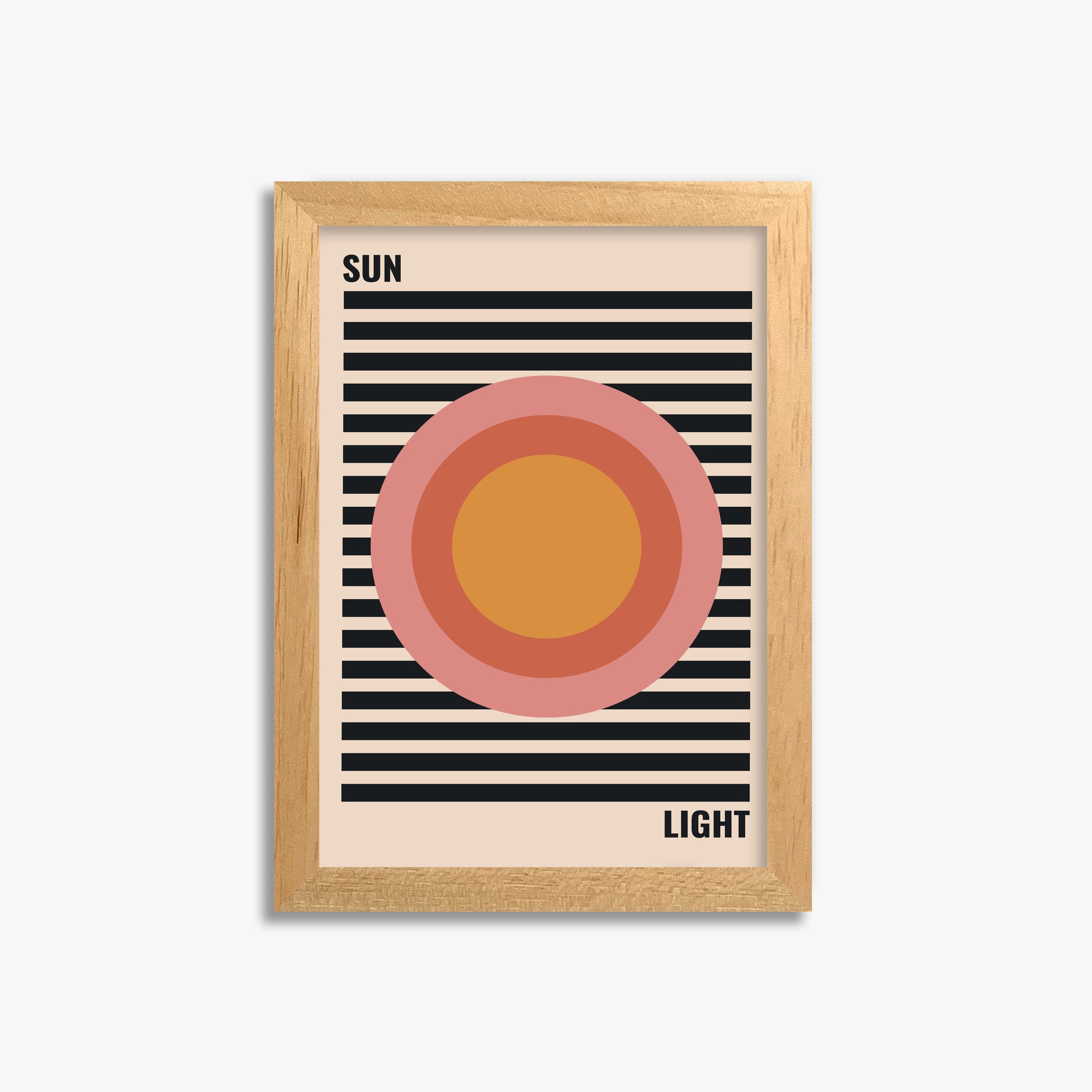 Pastel Sun, 21x30cm Framed Poster With Oak Frame