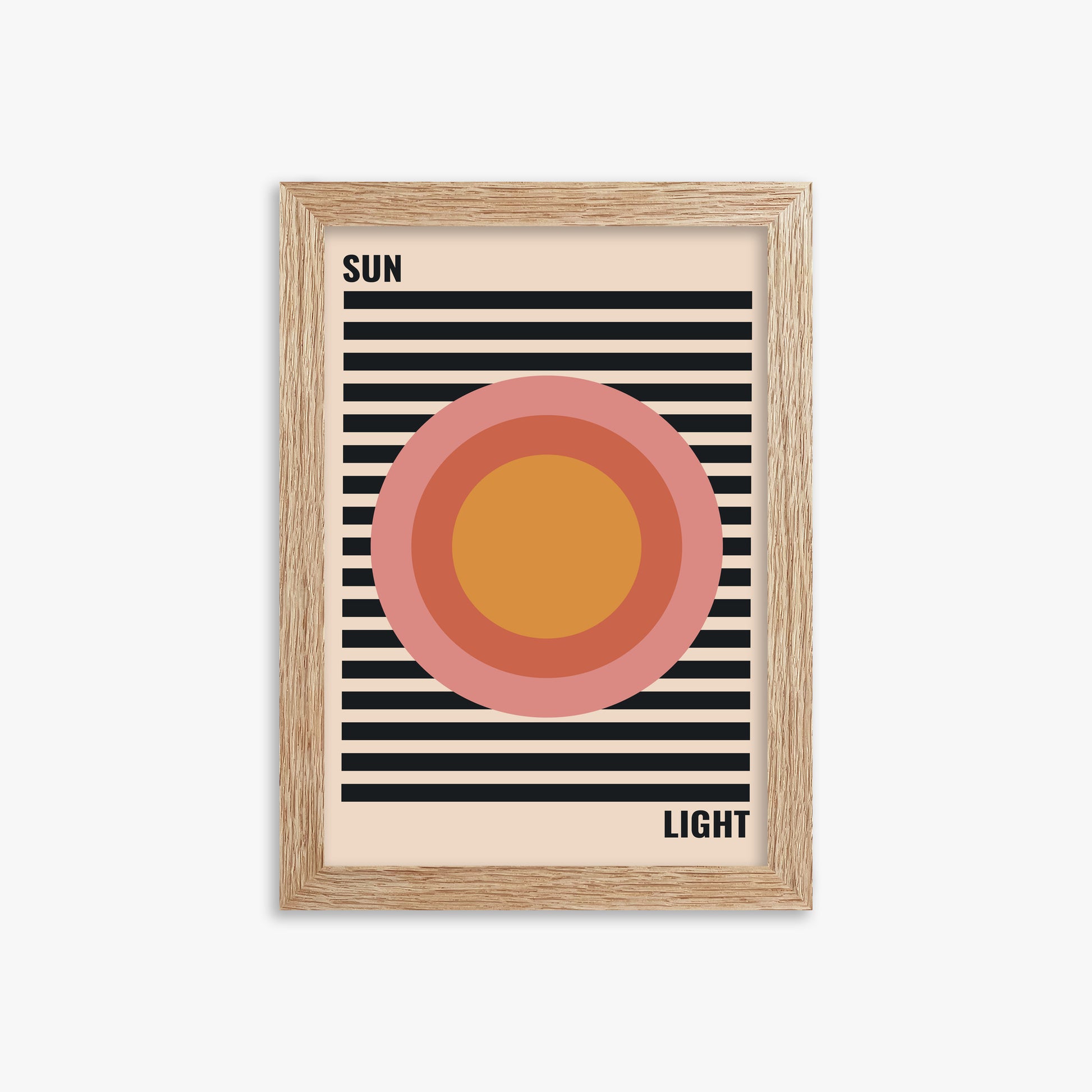 Pastel Sun, 21x30cm Framed Poster With Raw Oak Frame