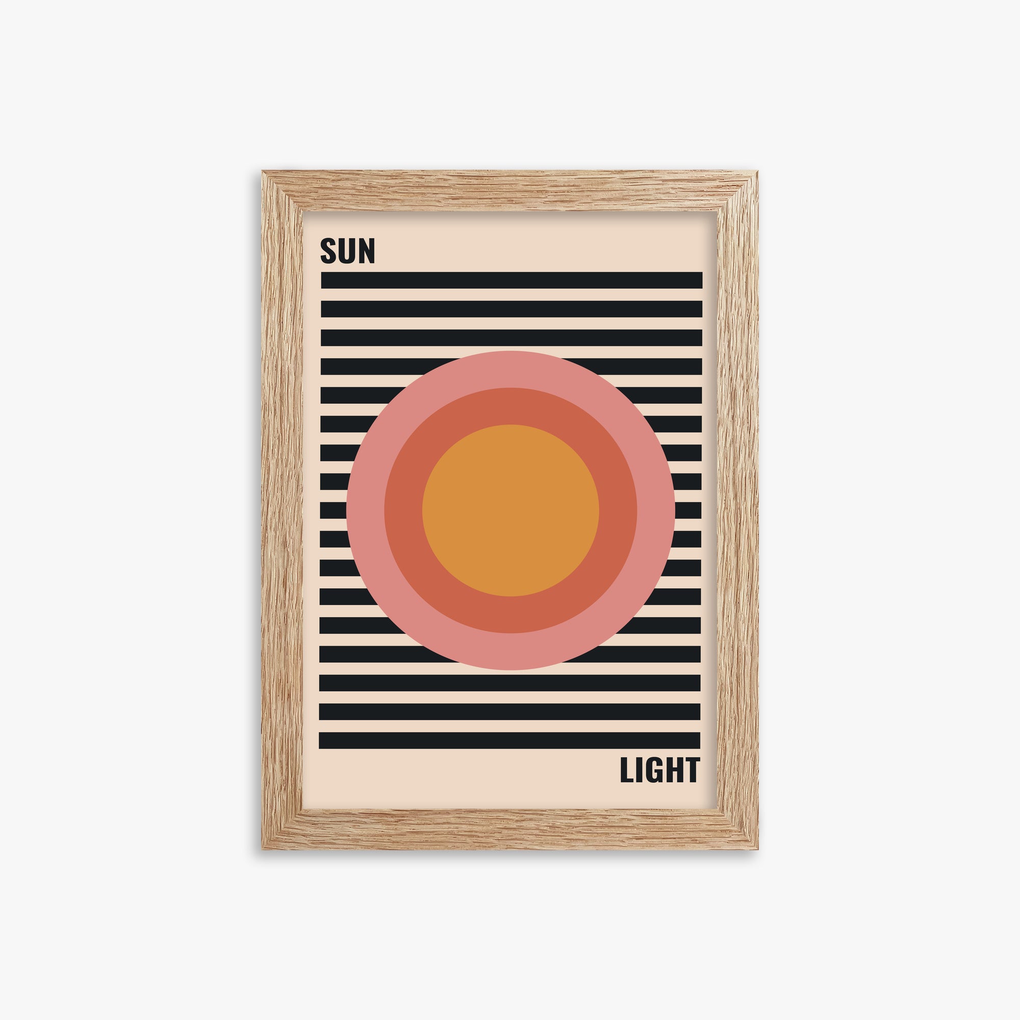 Pastel Sun, 21x30cm Framed Poster With Raw Oak Frame