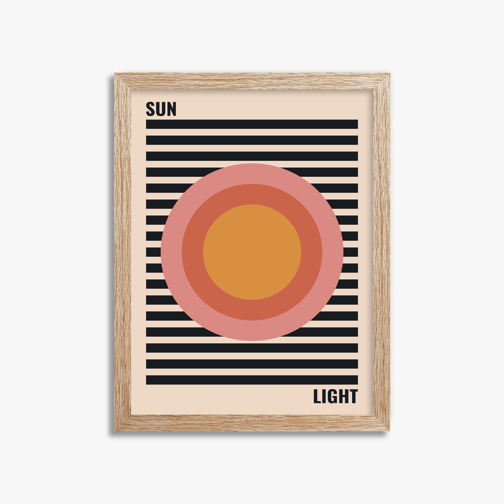 Pastel Sun, 30x40cm Framed Poster With Raw Oak Frame