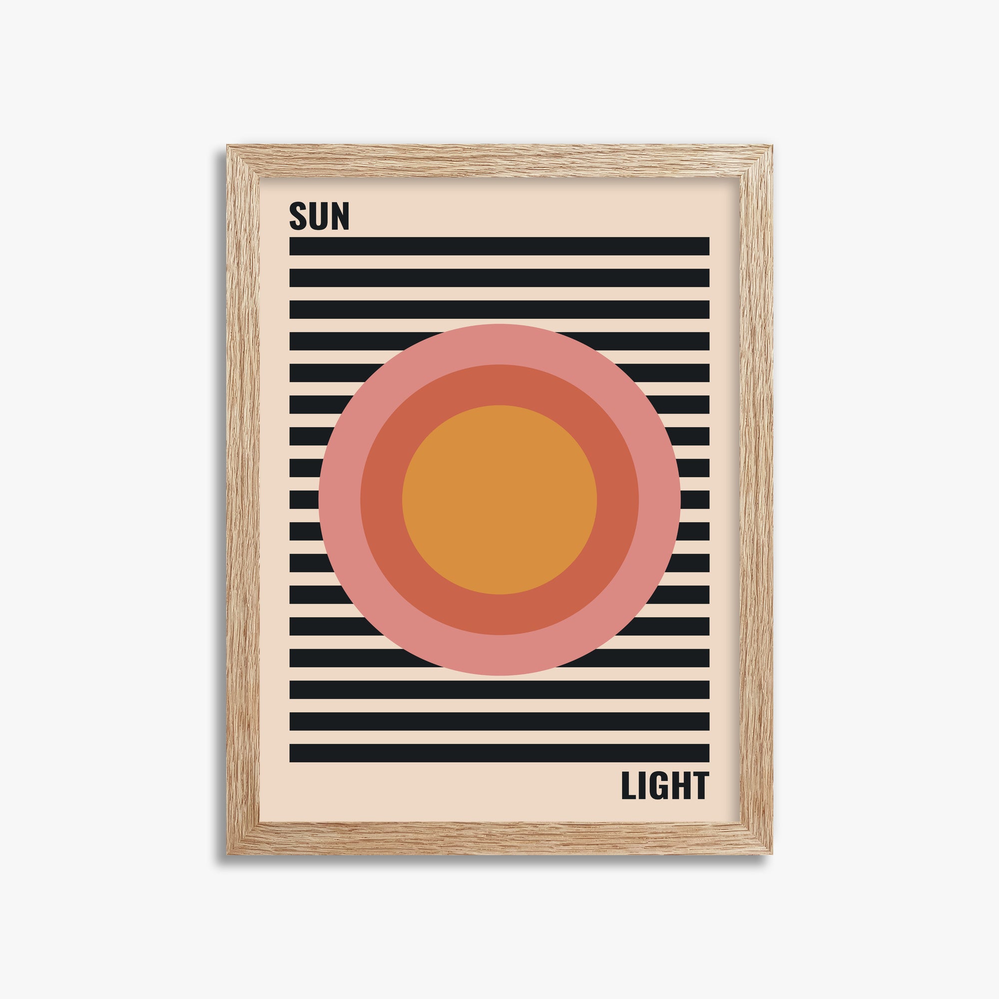 Pastel Sun, 30x40cm Framed Poster With Raw Oak Frame
