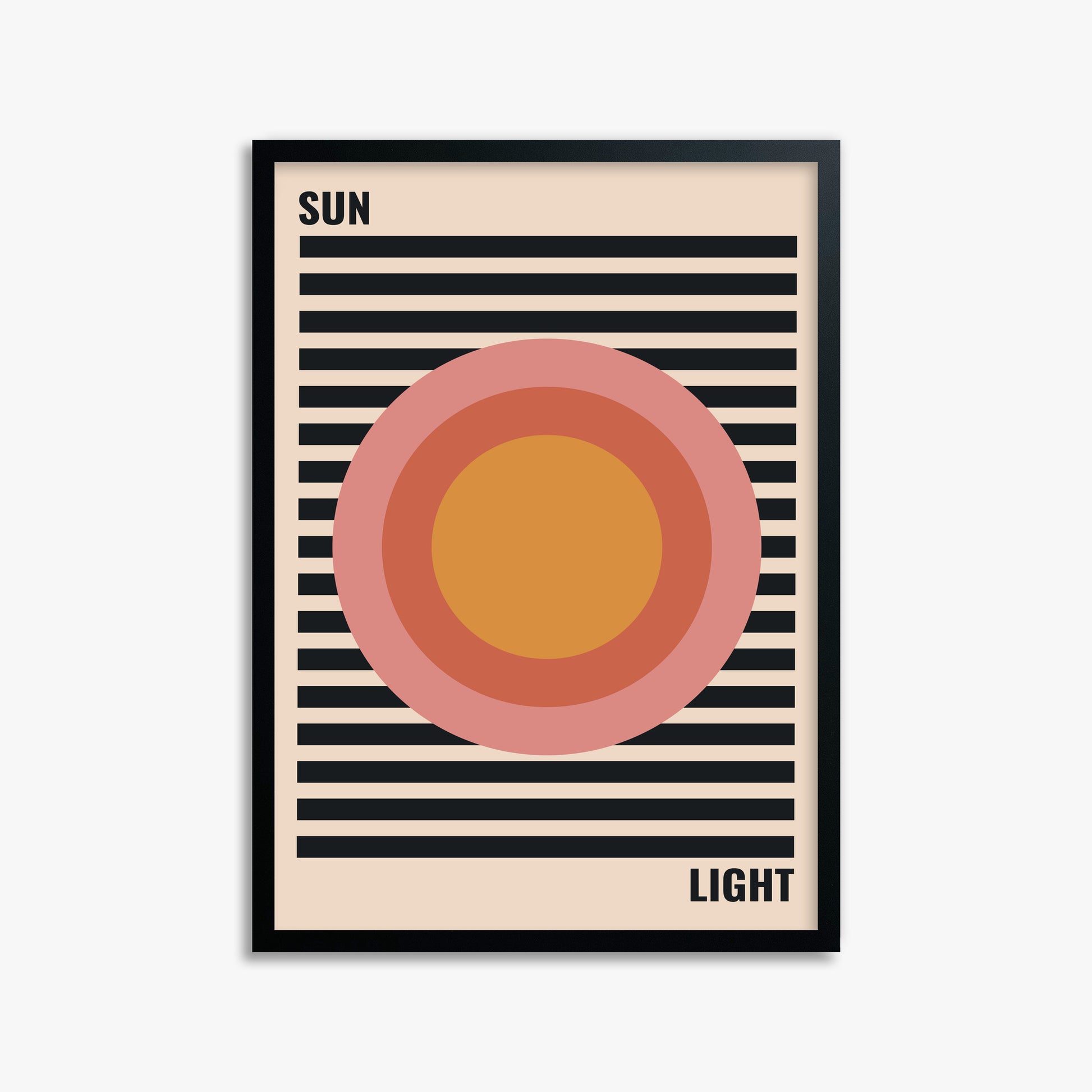 Pastel Sun, 50x70cm Framed Poster With Black Frame