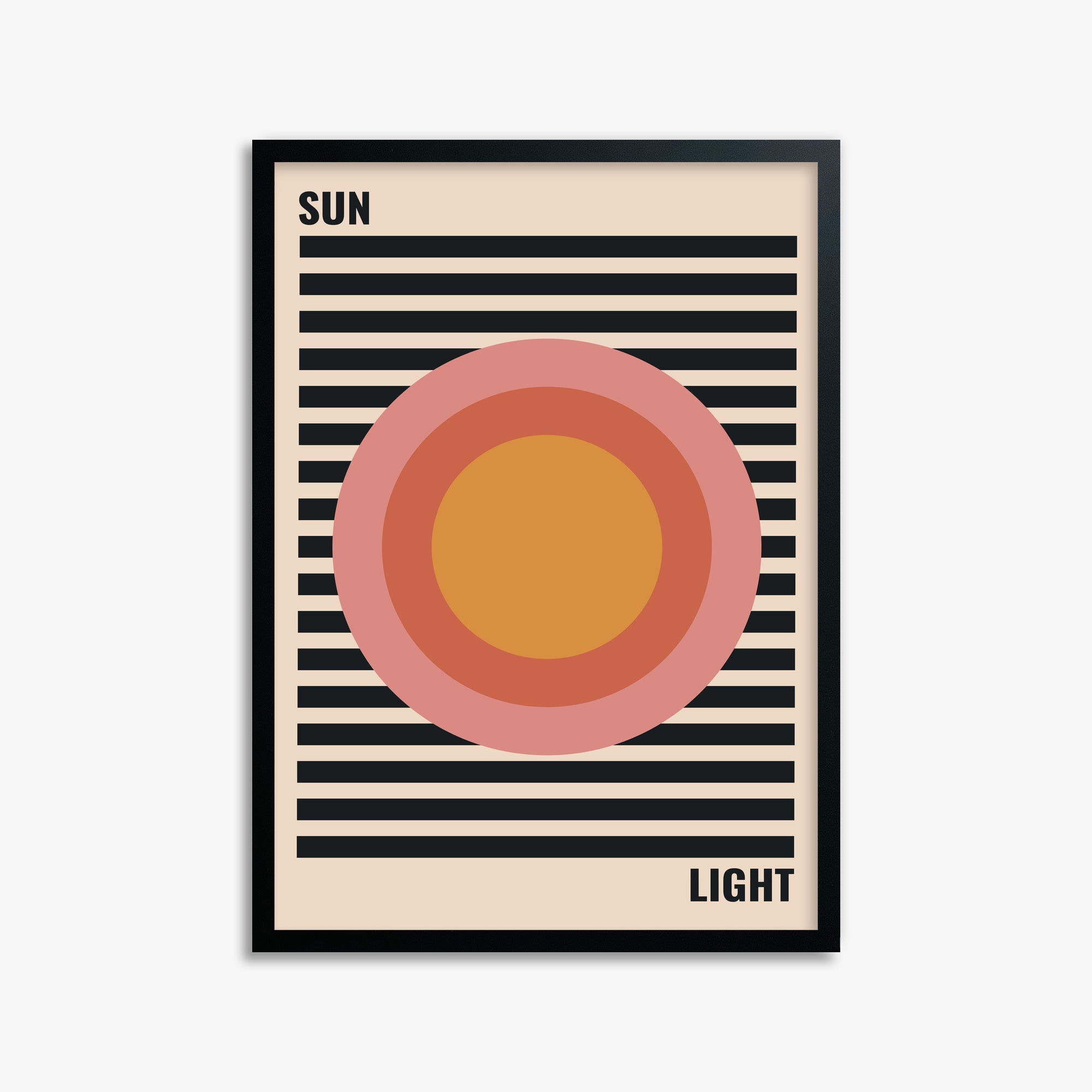 Pastel Sun, 50x70cm Framed Poster With Black Frame