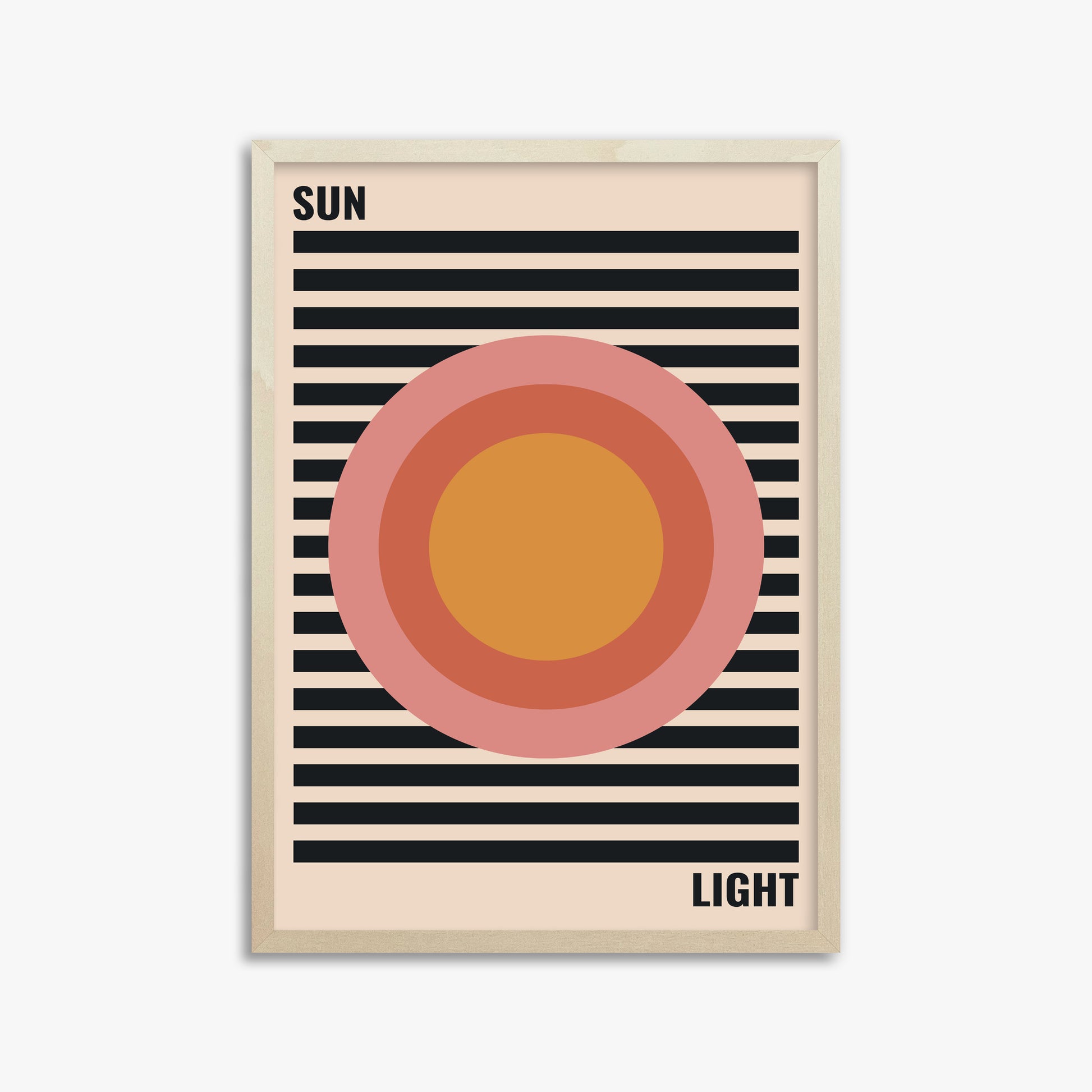 Pastel Sun, 50x70cm Framed Poster With Lime Wood Frame