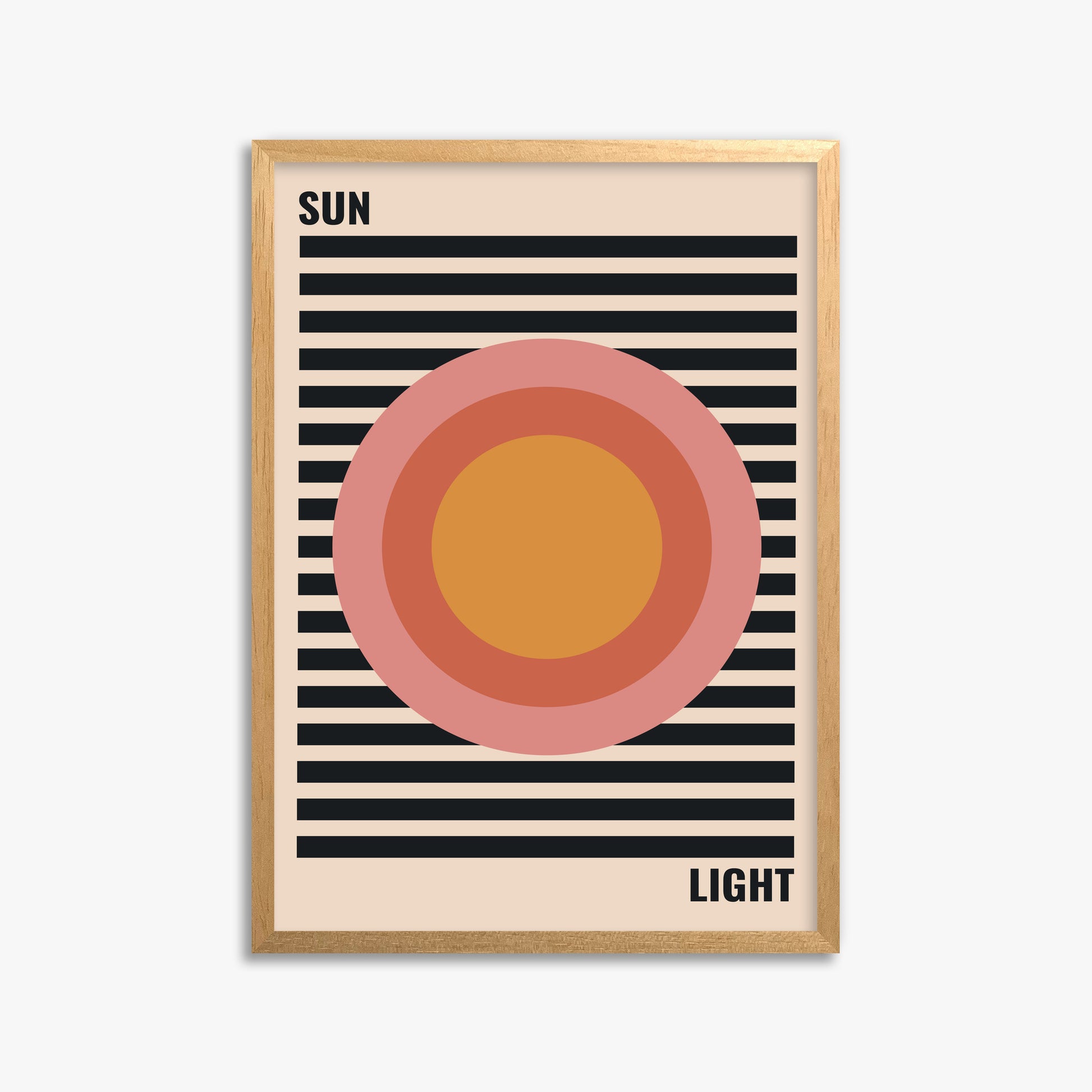 Pastel Sun, 50x70cm Framed Poster With Oak Frame