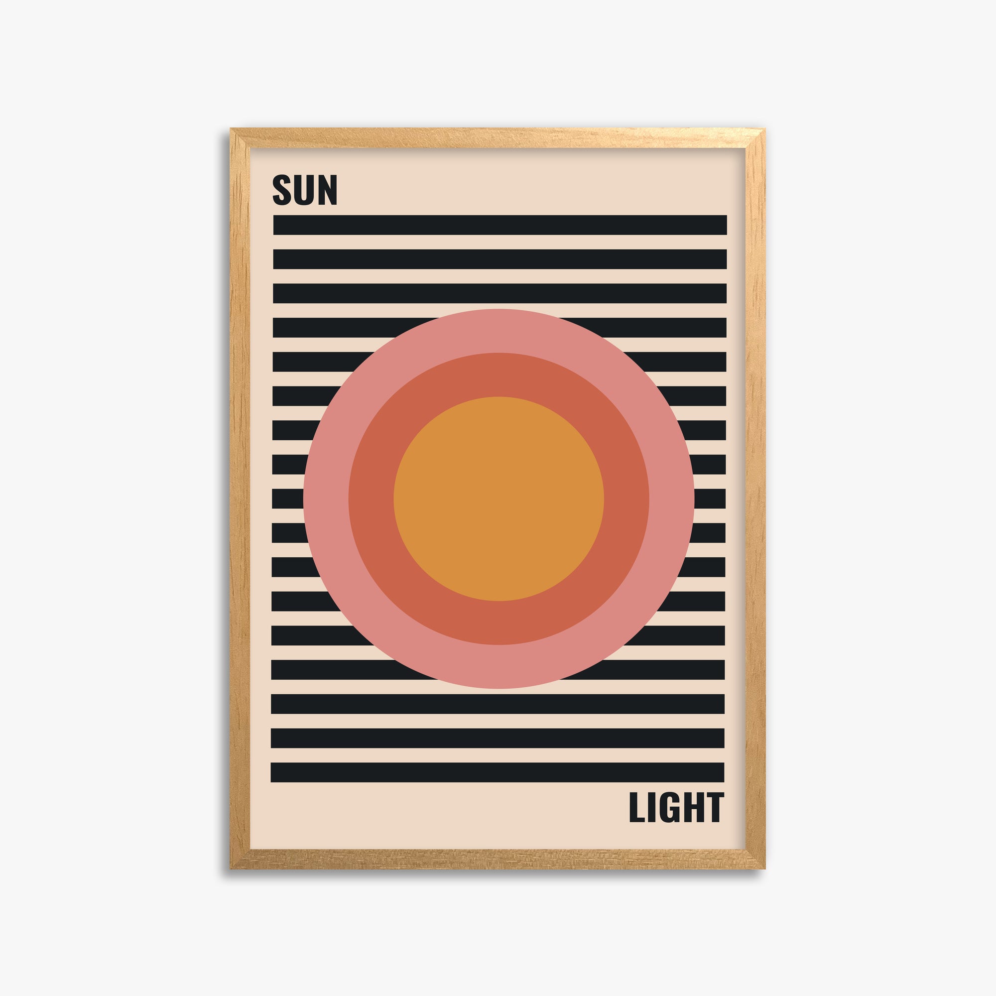 Pastel Sun, 50x70cm Framed Poster With Oak Frame