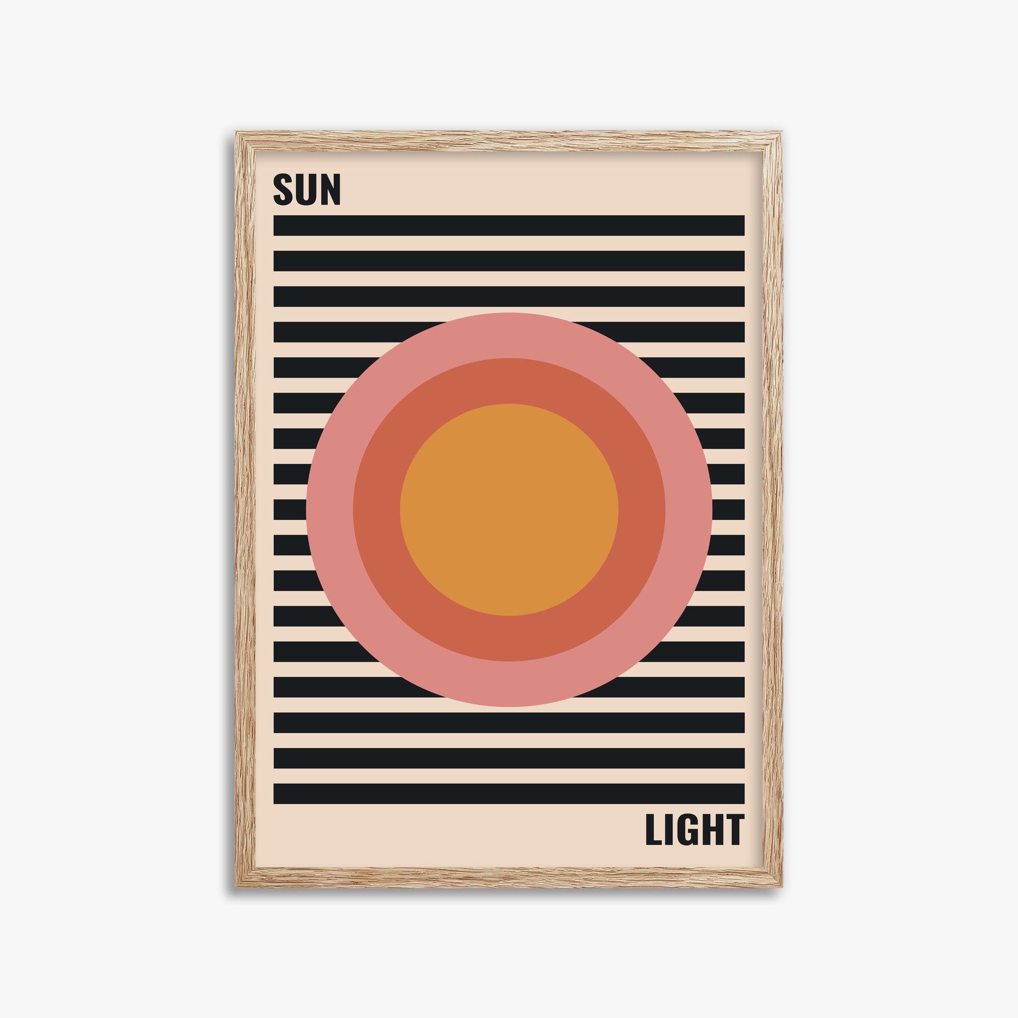 Pastel Sun, 50x70cm Framed Poster With Raw Oak Frame