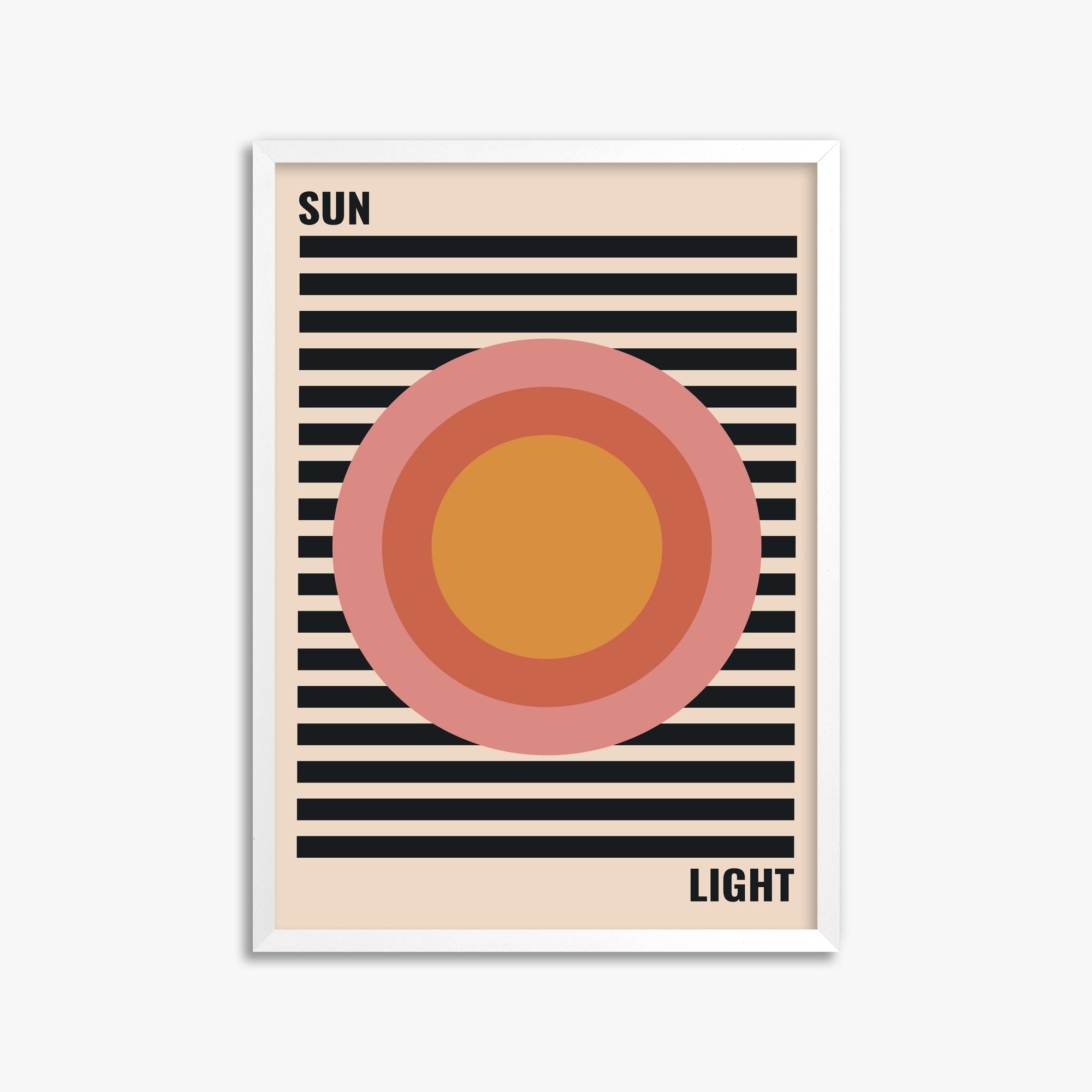 Pastel Sun, 50x70cm Framed Poster With White Frame
