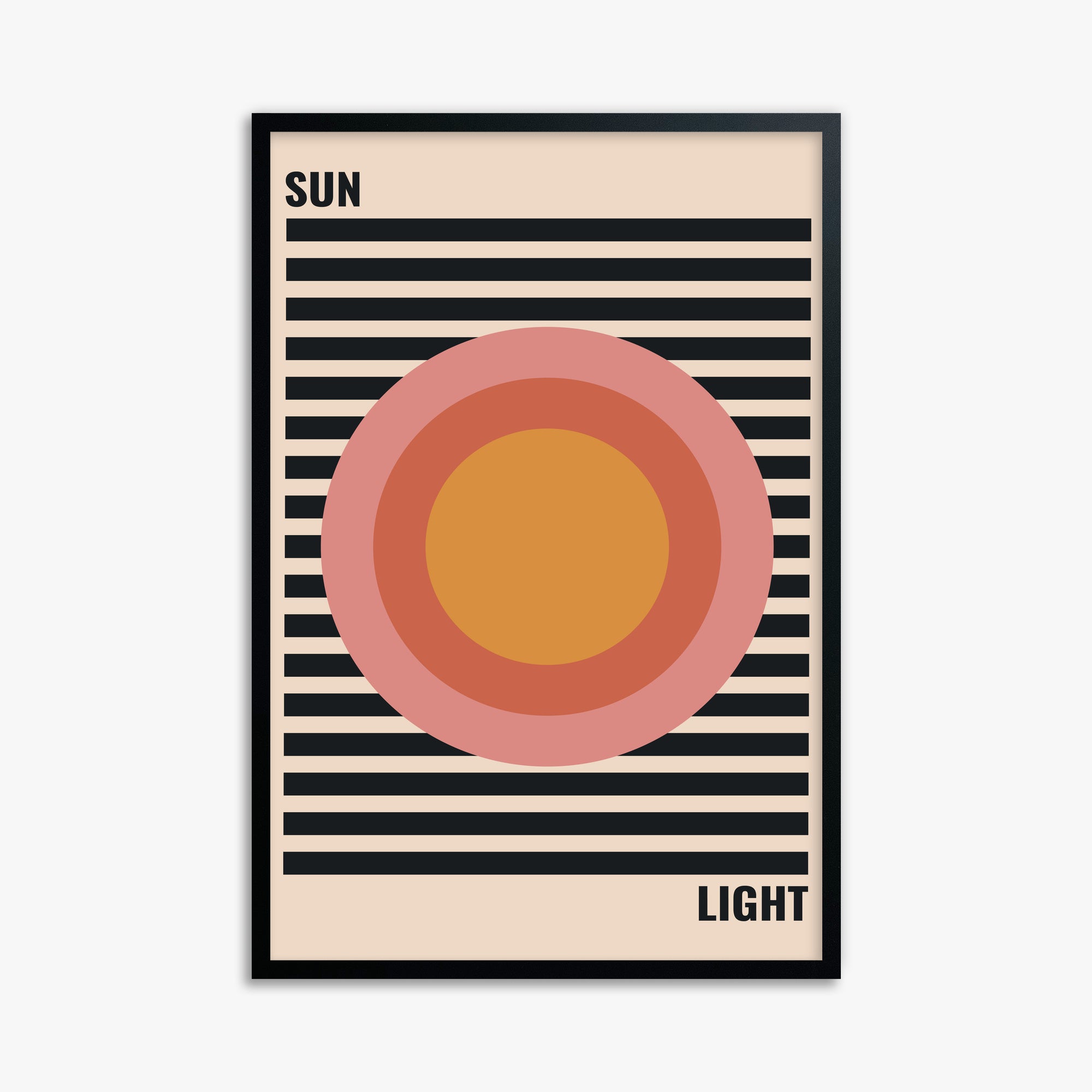 Pastel Sun, 61x91cm Framed Poster With Black Frame