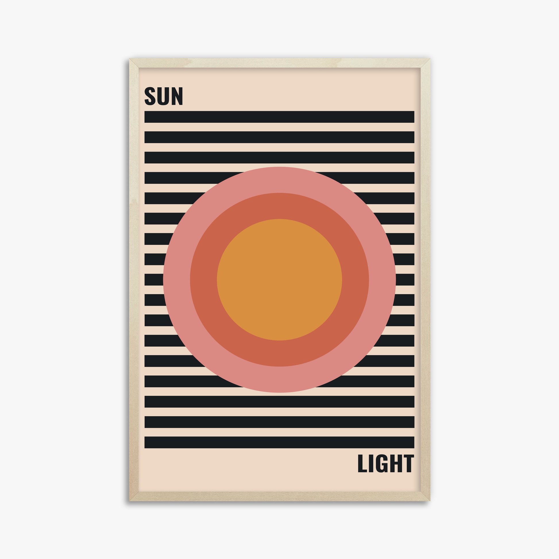 Pastel Sun, 61x91cm Framed Poster With Lime Wood Frame
