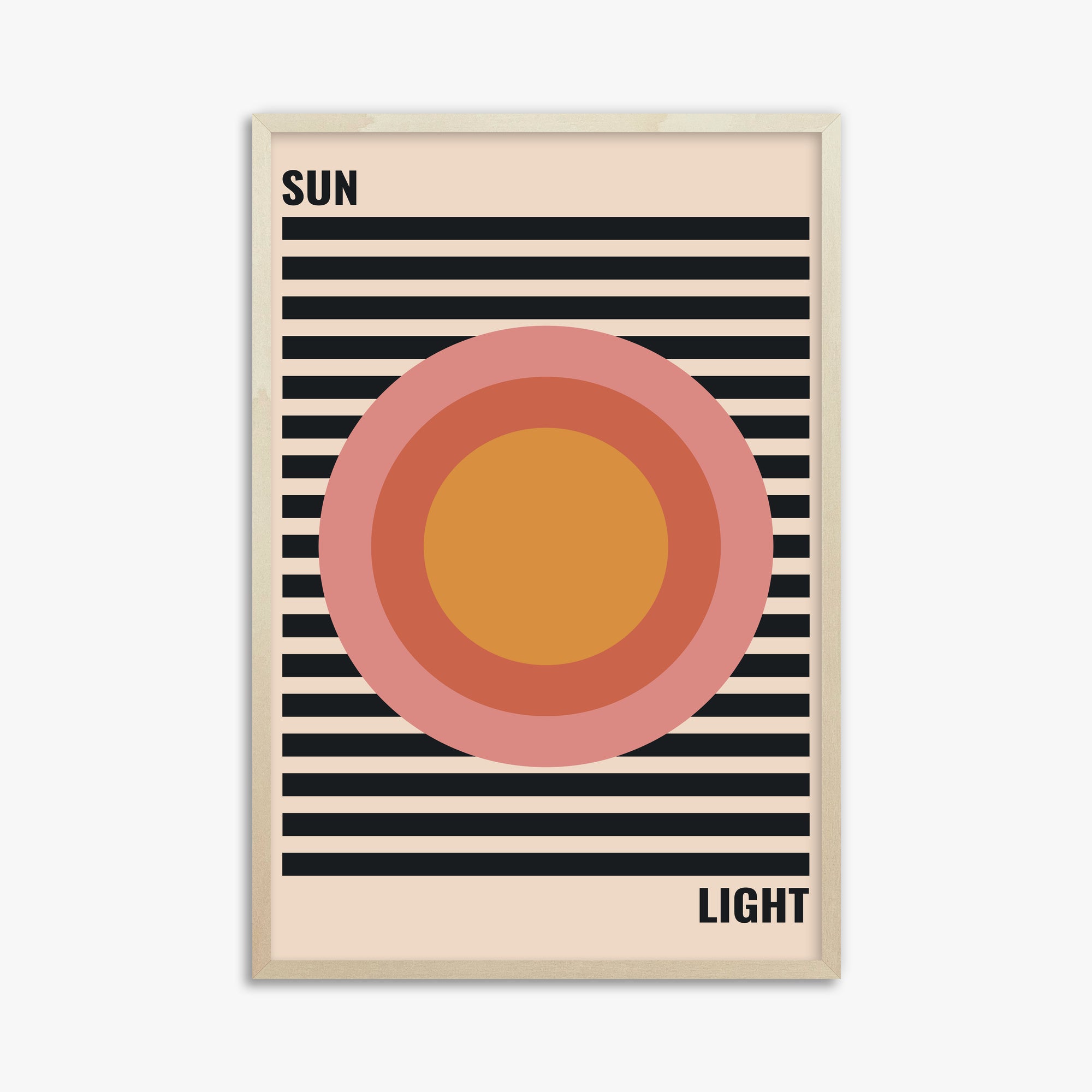Pastel Sun, 61x91cm Framed Poster With Lime Wood Frame