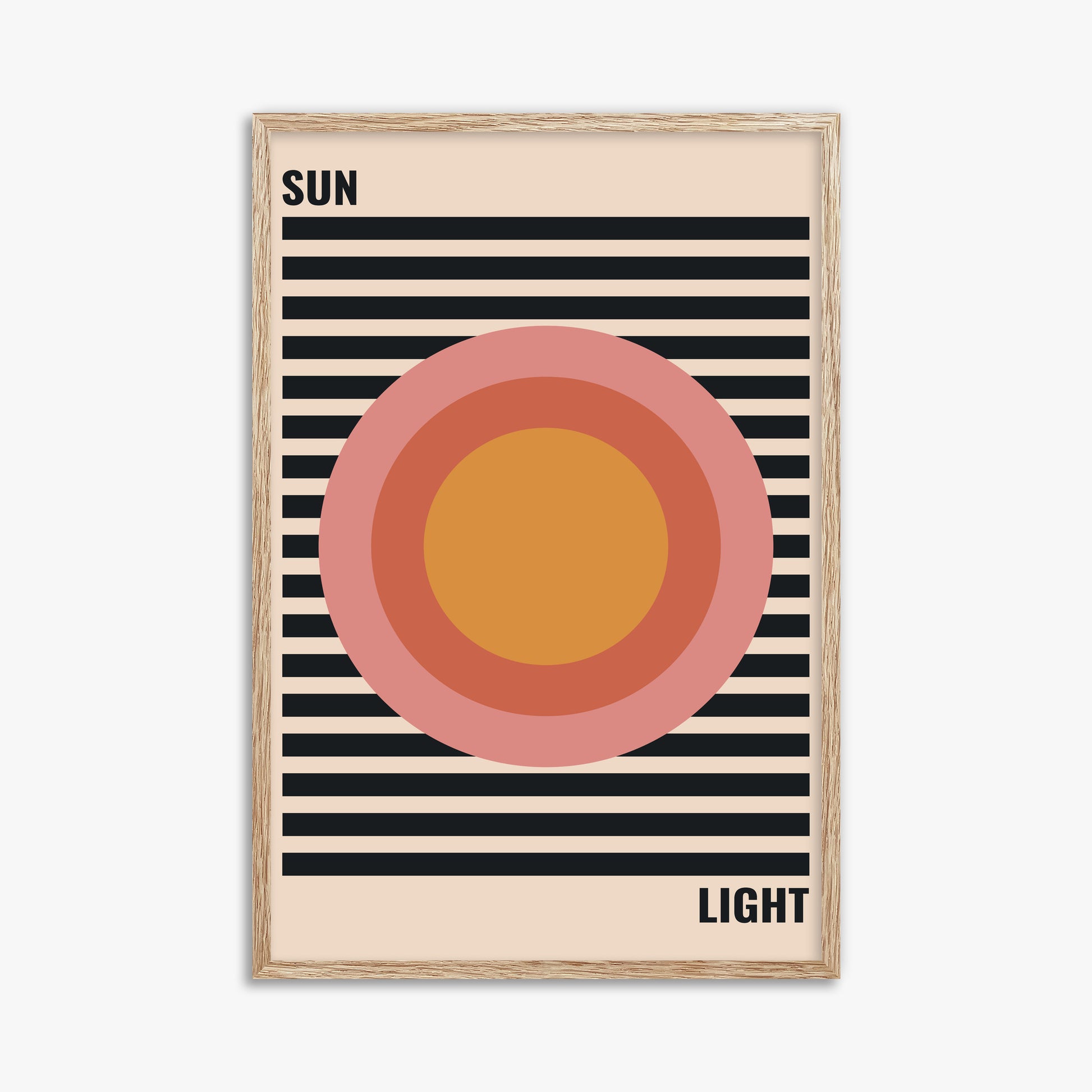 Pastel Sun, 61x91cm Framed Poster With Raw Oak Frame