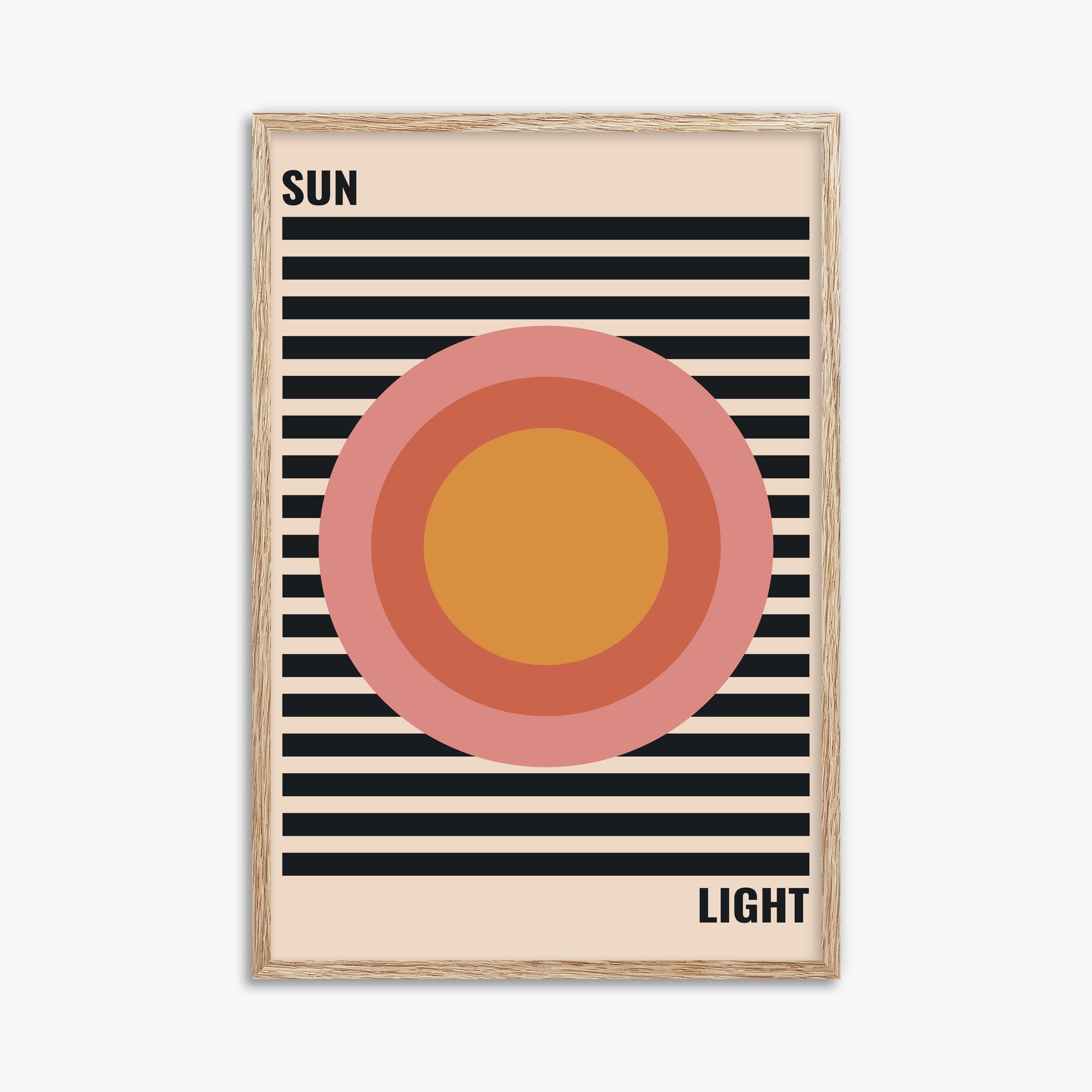 Pastel Sun, 61x91cm Framed Poster With Raw Oak Frame