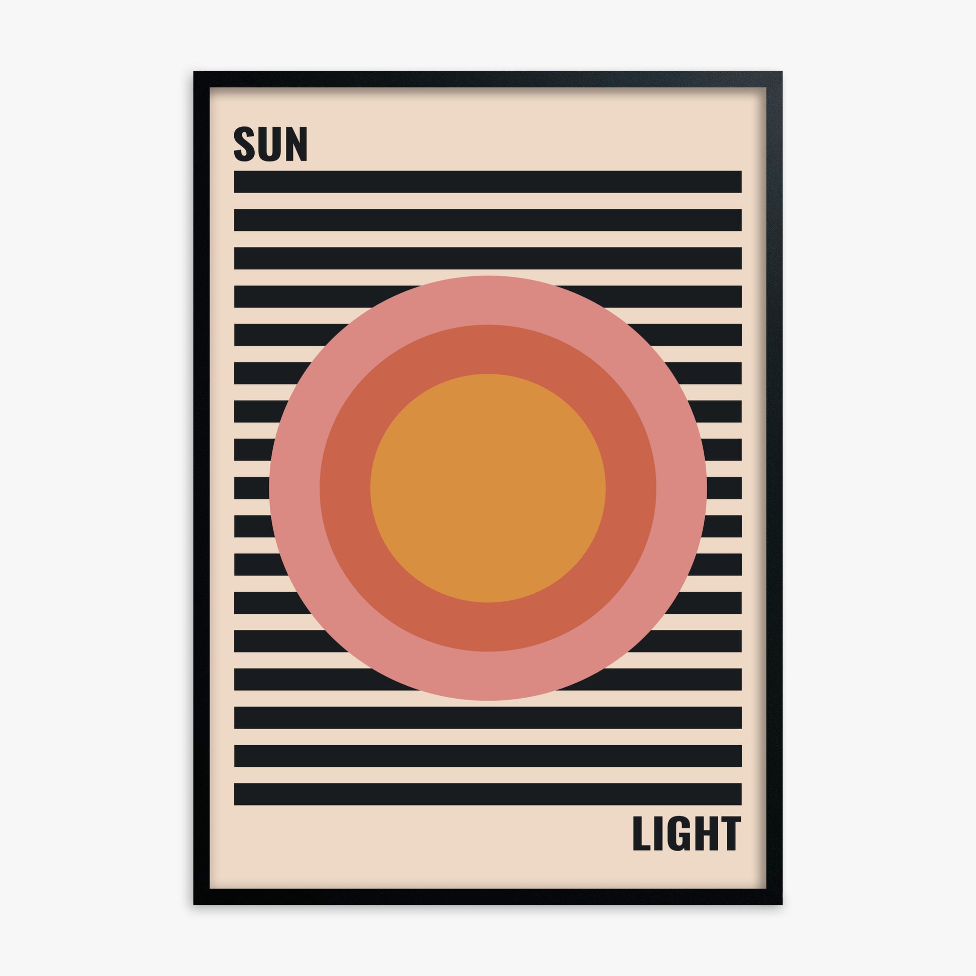 Pastel Sun, Black Framed Poster With Black Frame