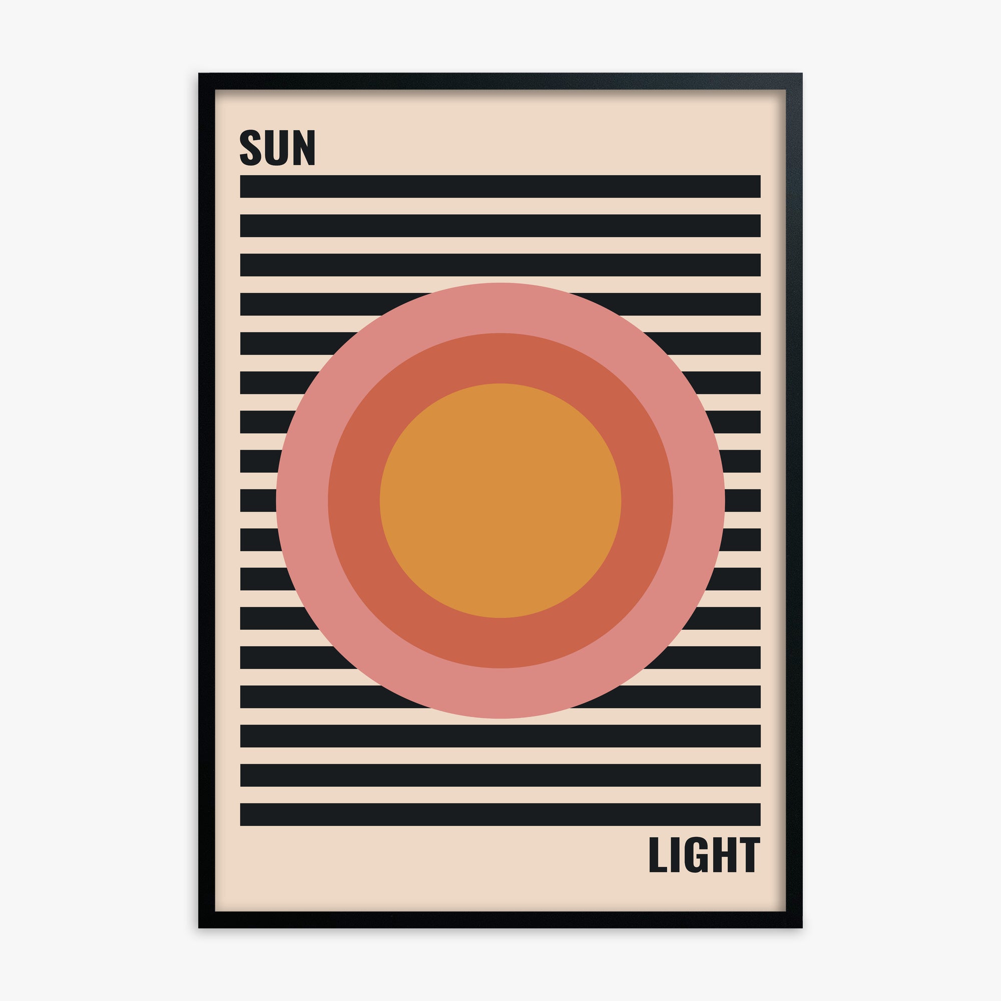 Pastel Sun, Black Framed Poster With Black Frame