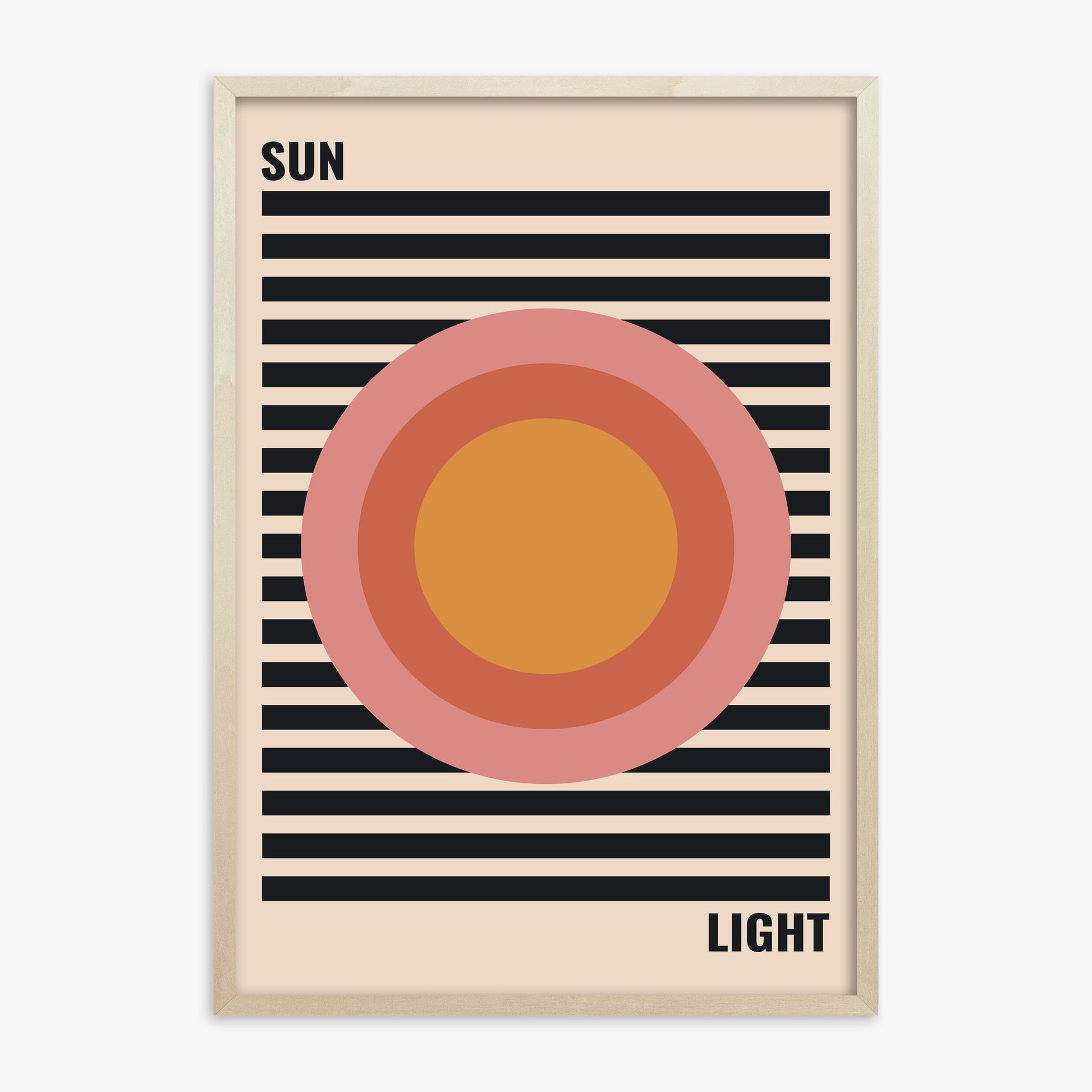 Pastel Sun, 70x100cm Framed Poster With Lime Wood Frame