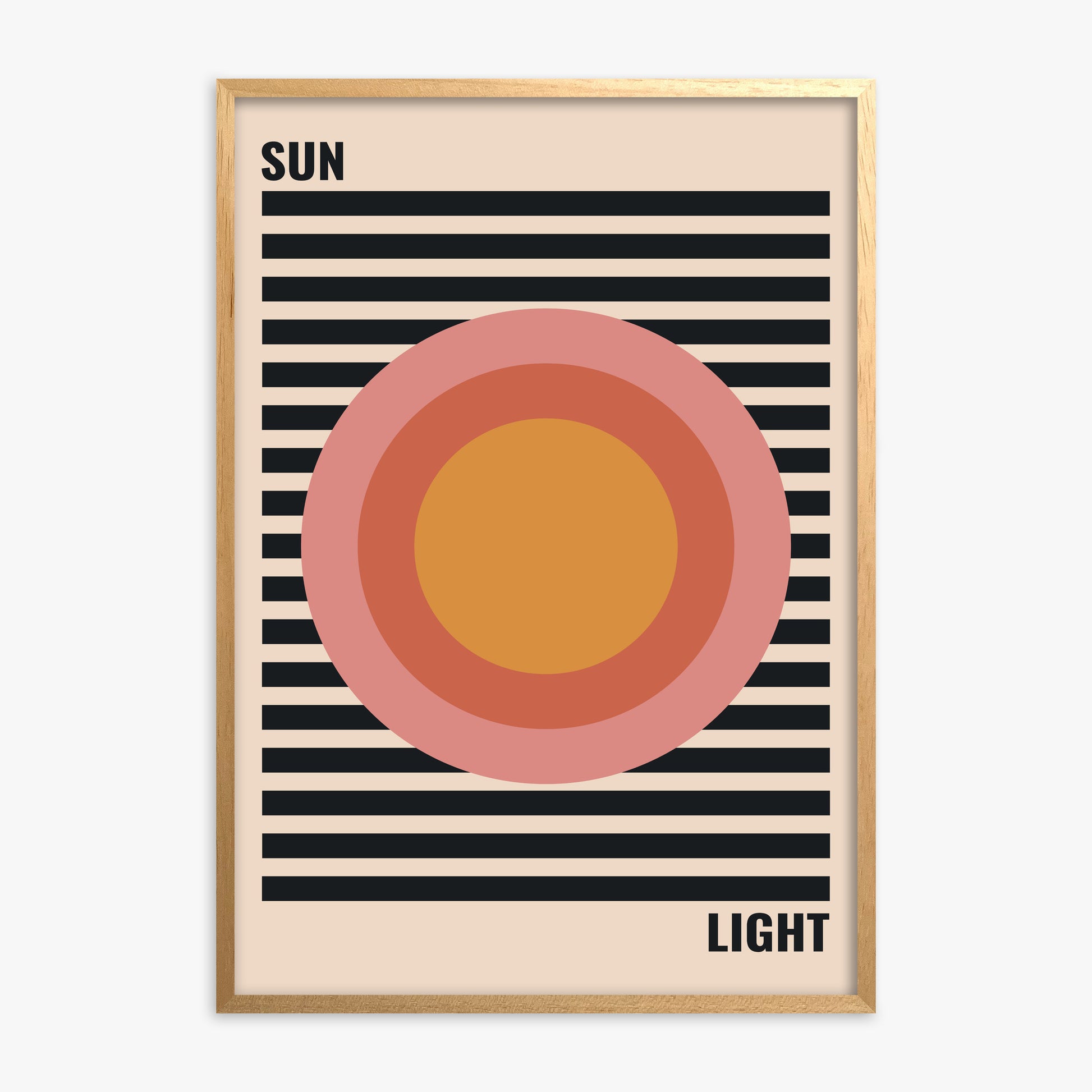 Pastel Sun, Oak Framed Poster With Oak Frame