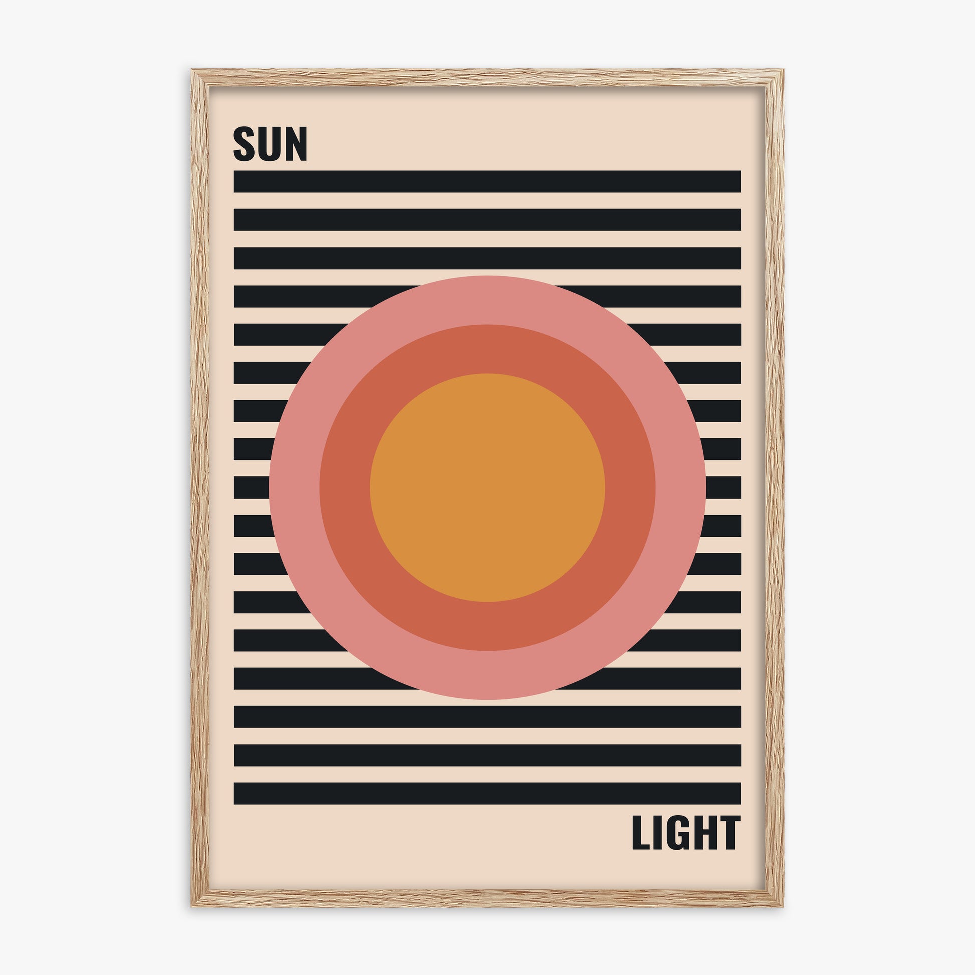 Pastel Sun, 70x100cm Framed Poster With Raw Oak Frame