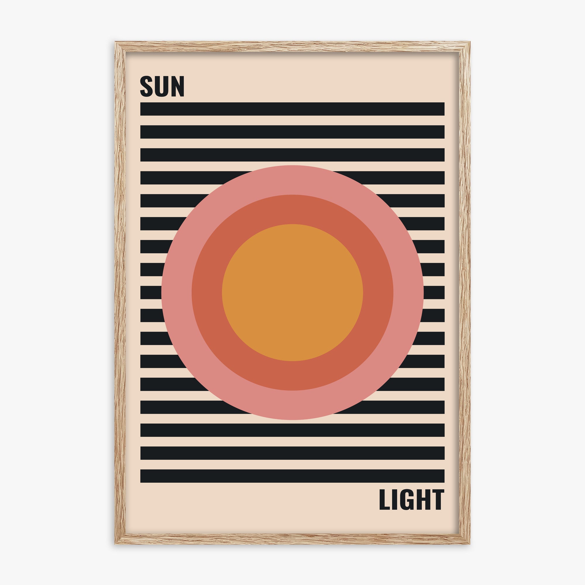 Pastel Sun, 70x100cm Framed Poster With Raw Oak Frame