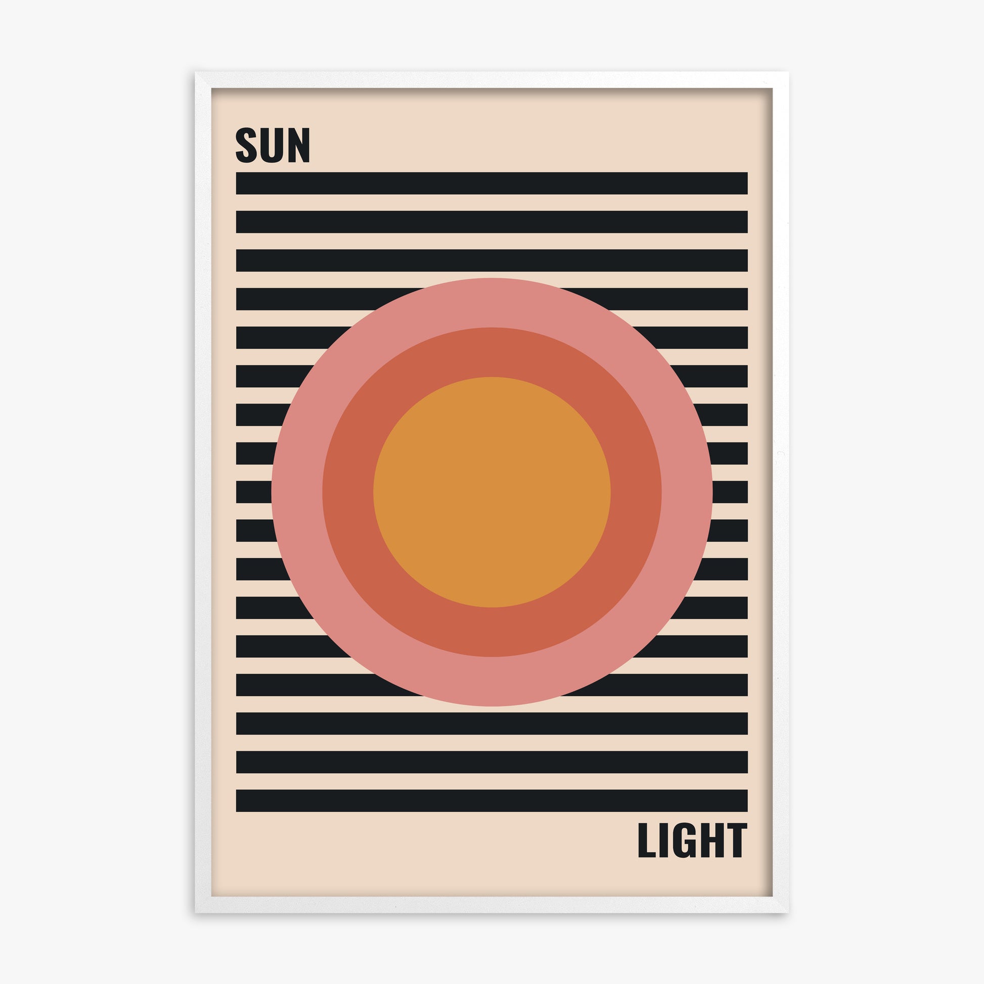 Pastel Sun, White Framed Poster With White Frame