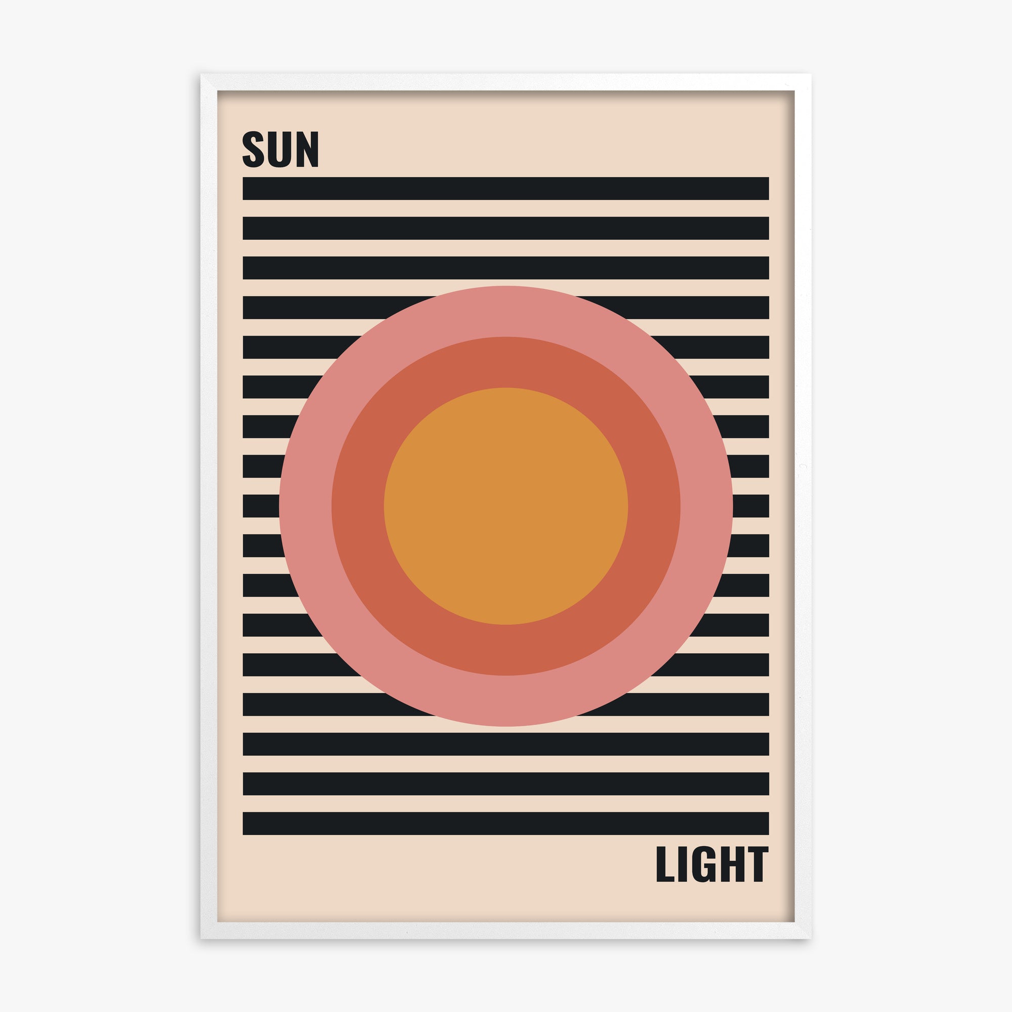 Pastel Sun, White Framed Poster With White Frame