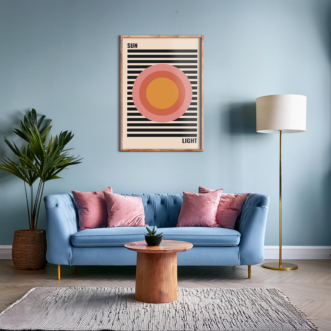 Pastel Sun, 50x70cm Framed Poster With Black Frame