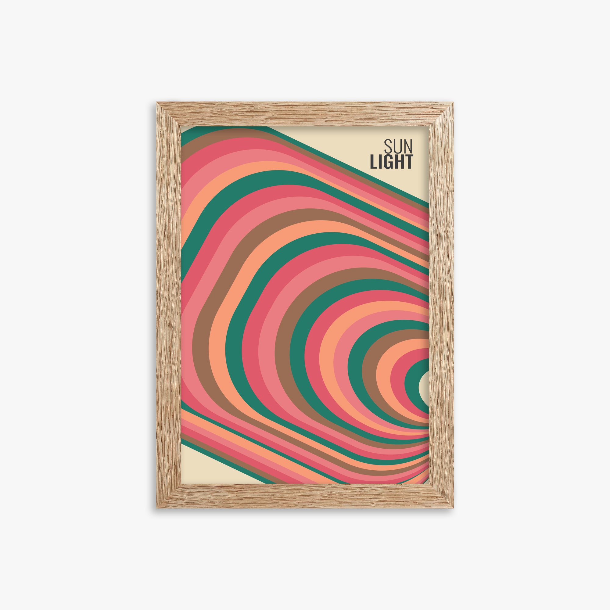 Rays, 21x30cm Framed Poster With Raw Oak Frame