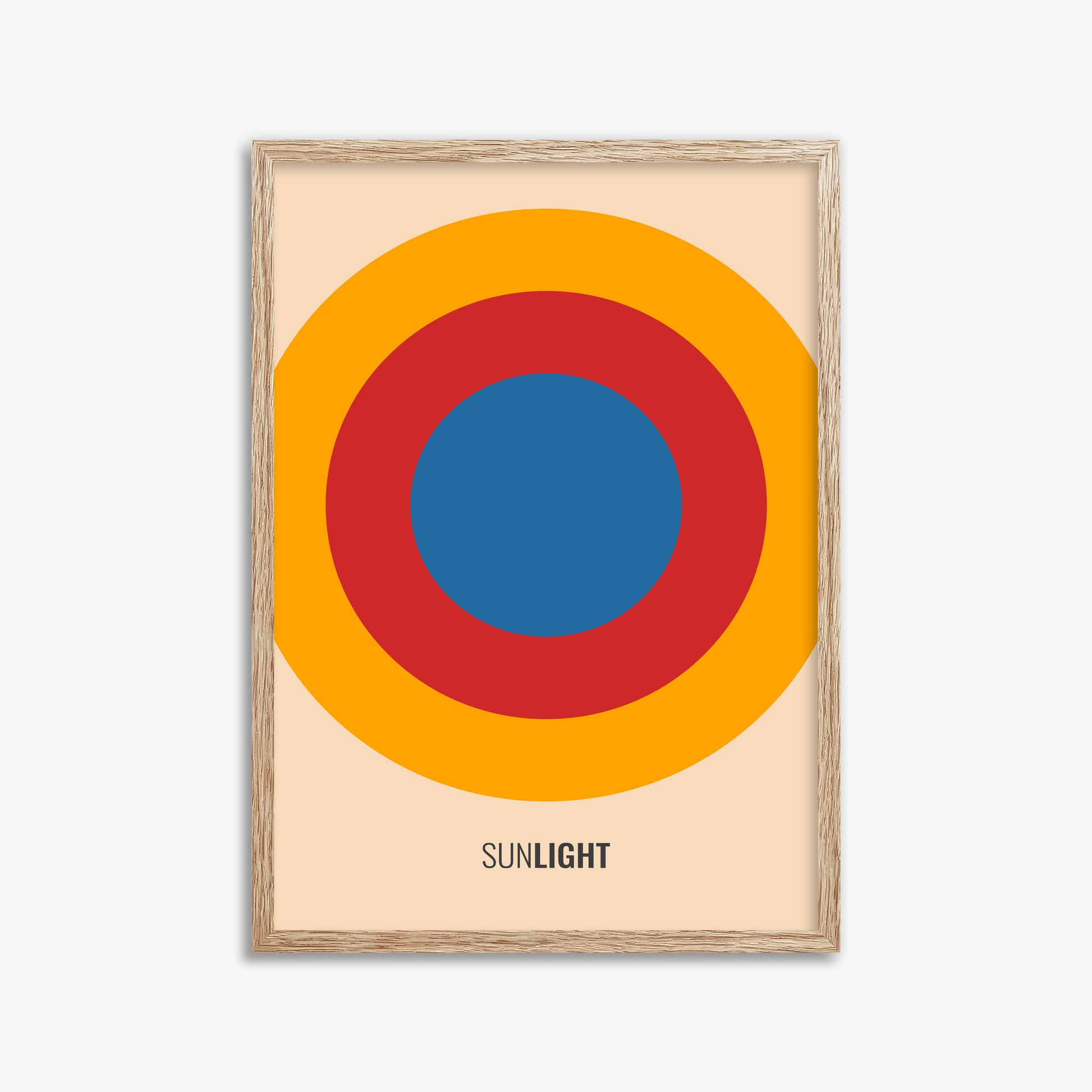 Summer Sun, 50x70cm Framed Poster With Raw Oak Frame