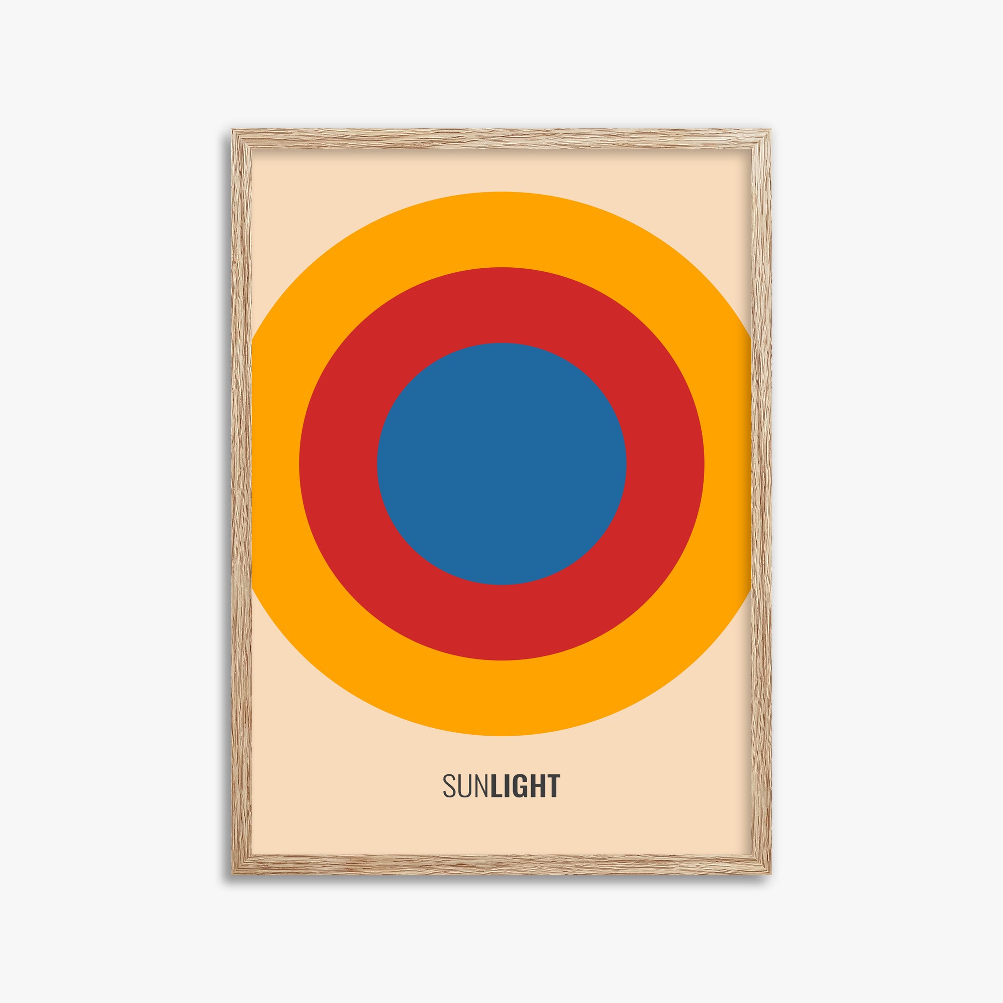 Summer Sun, 50x70cm Framed Poster With Raw Oak Frame