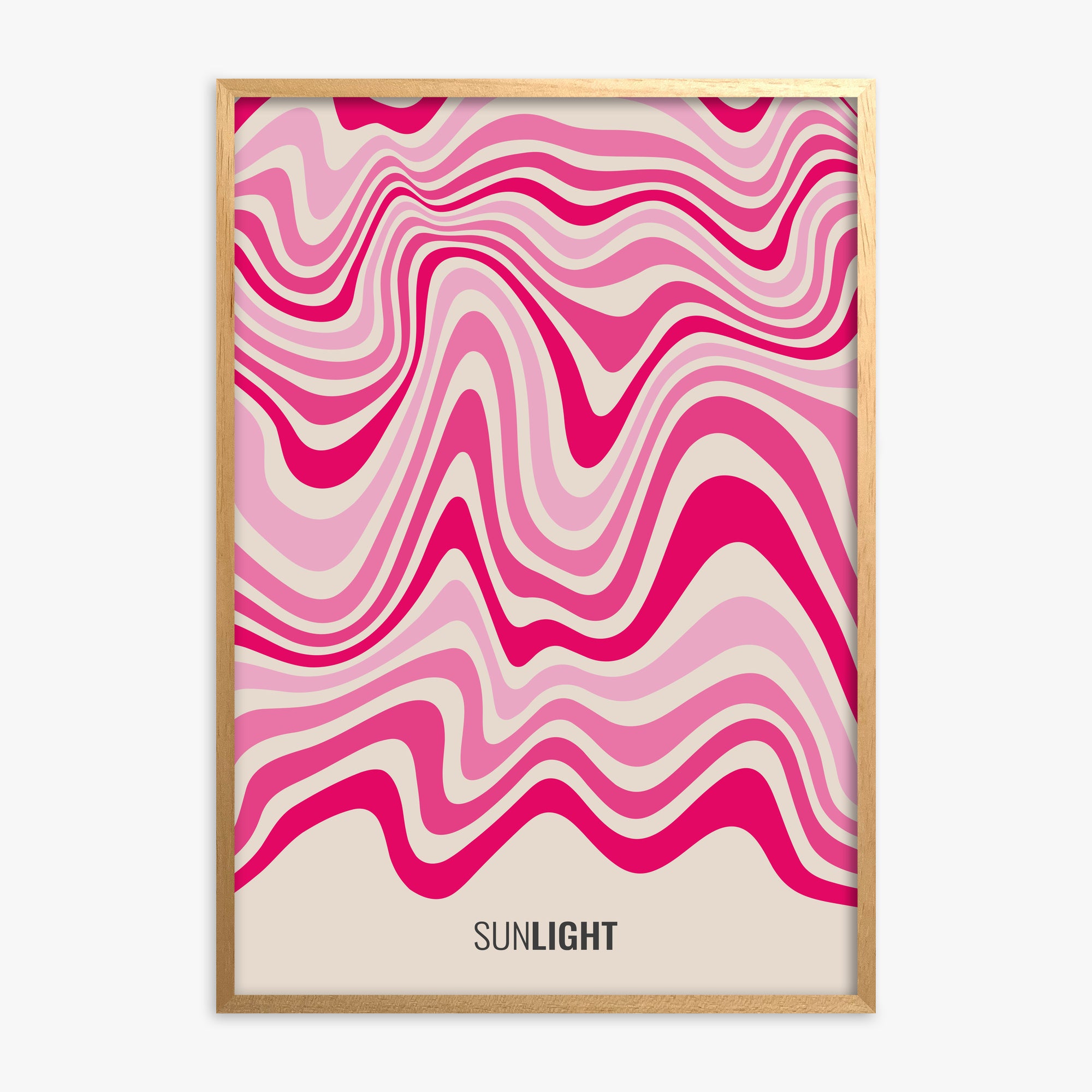 Waves of Light, Oak Framed Poster With Oak Frame