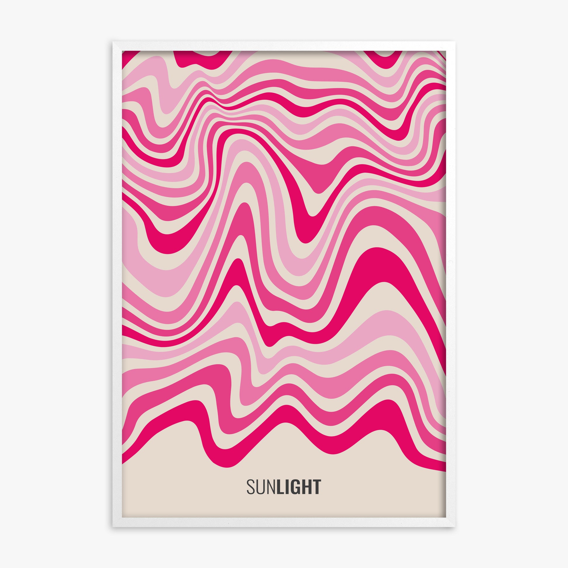 Waves of Light, White Framed Poster With White Frame