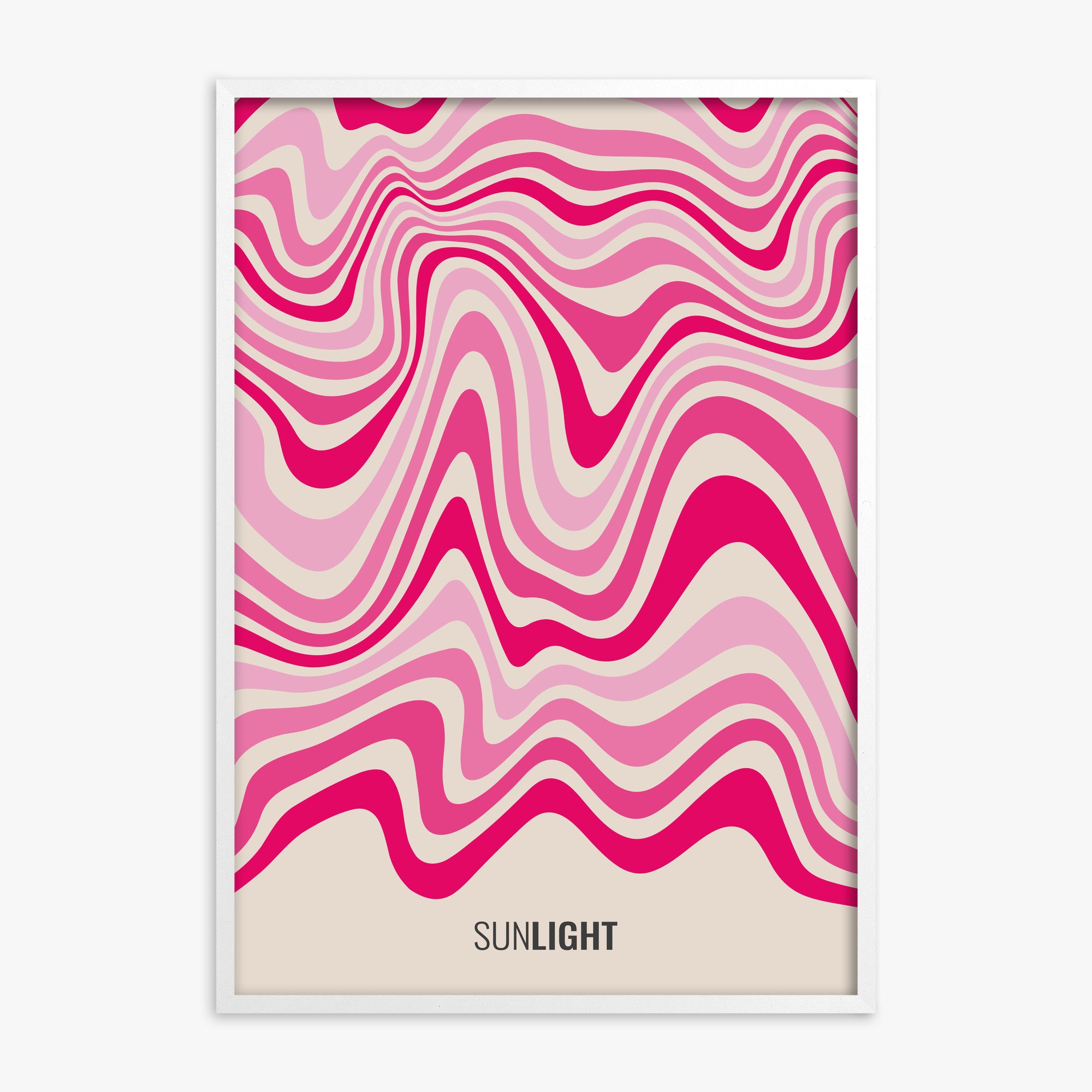 Waves of Light, White Framed Poster With White Frame