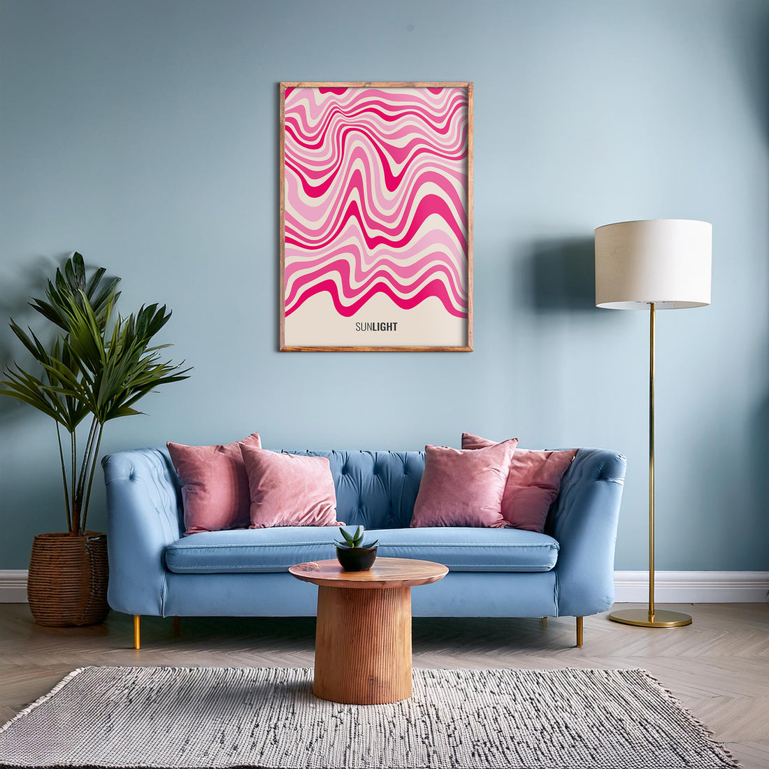 Waves of Light, 50x70cm Framed Poster With Black Frame