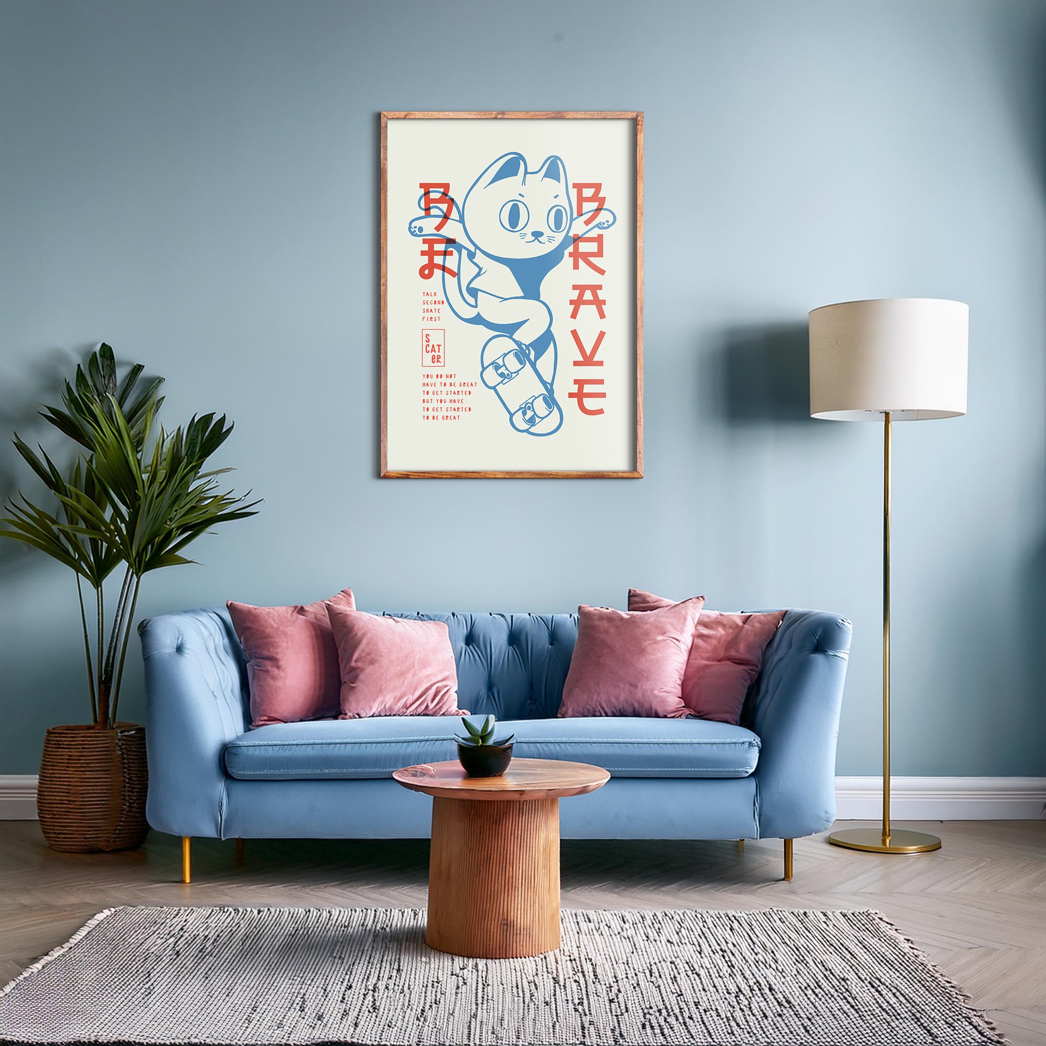 Design Concept No. 28 for Skater Cat (Be Brave) Modern Poster Art