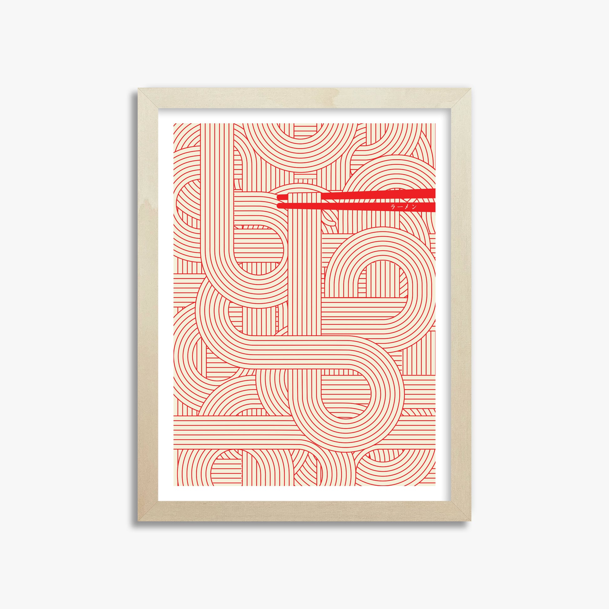 Abstract Noodles, 30x40cm Framed Poster With Lime Wood Frame