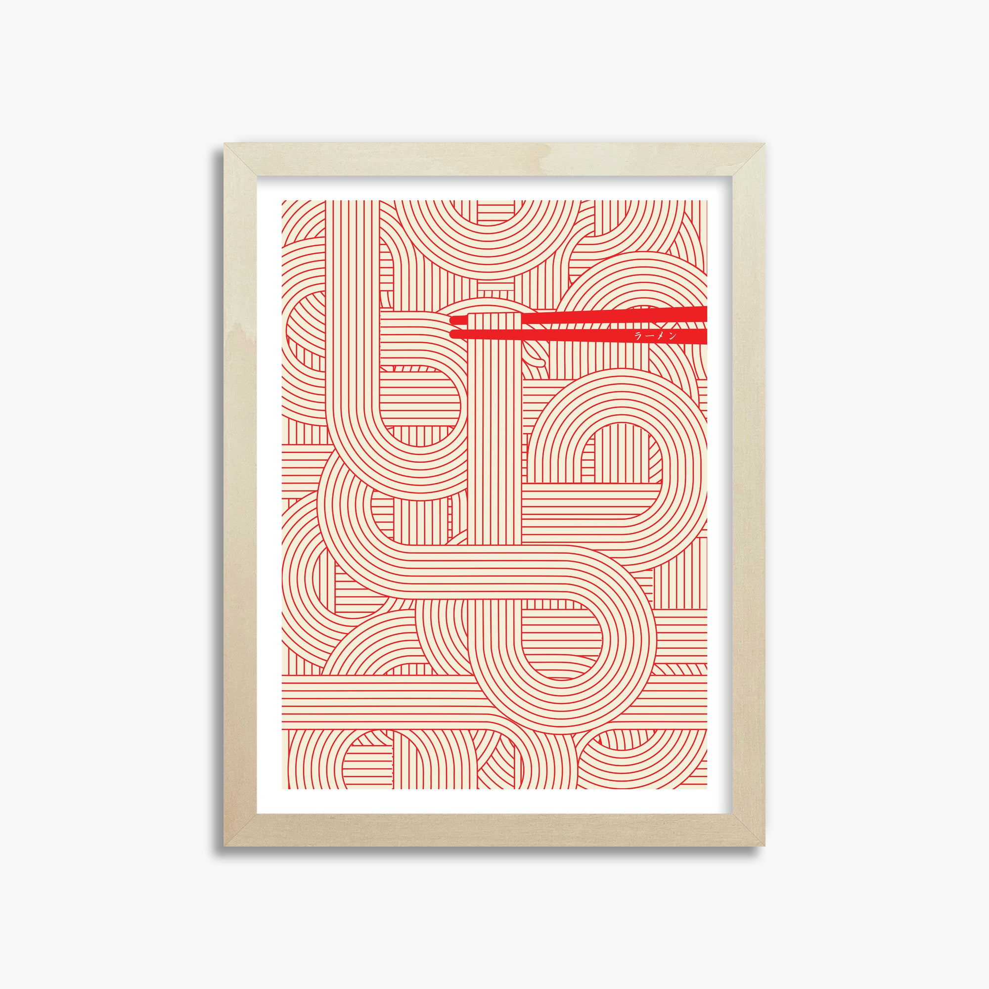 Abstract Noodles, 30x40cm Framed Poster With Lime Wood Frame