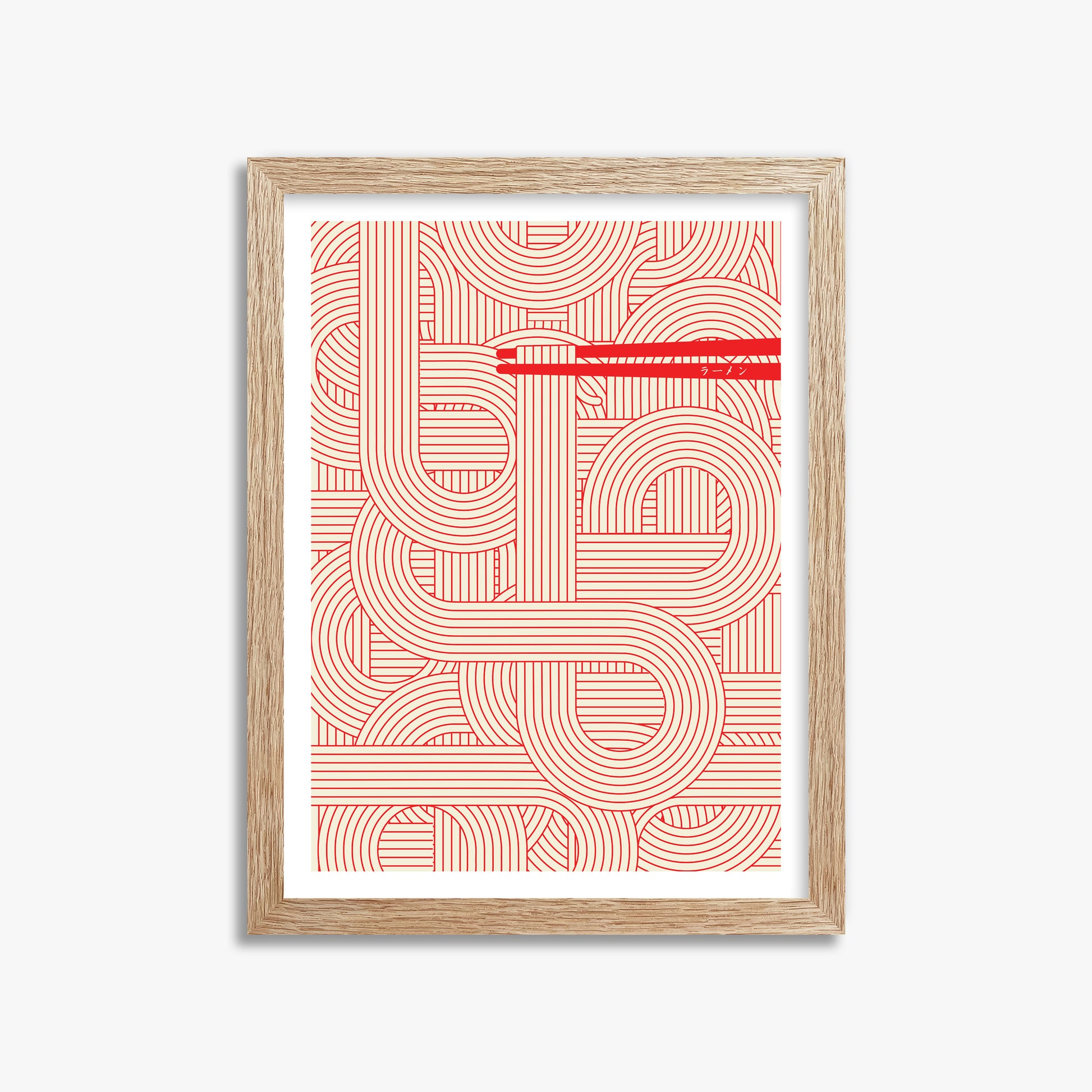 Abstract Noodles, 30x40cm Framed Poster With Raw Oak Frame
