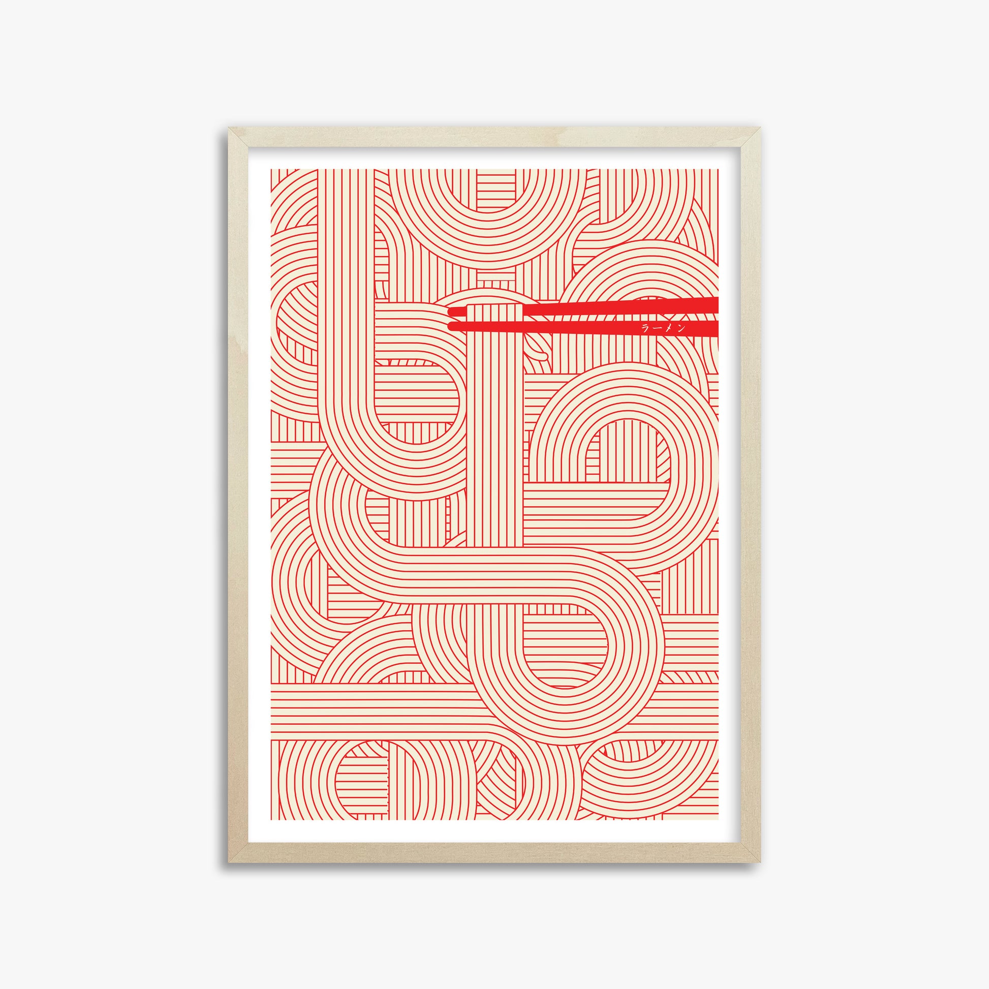 Abstract Noodles, 50x70cm Framed Poster With Lime Wood Frame
