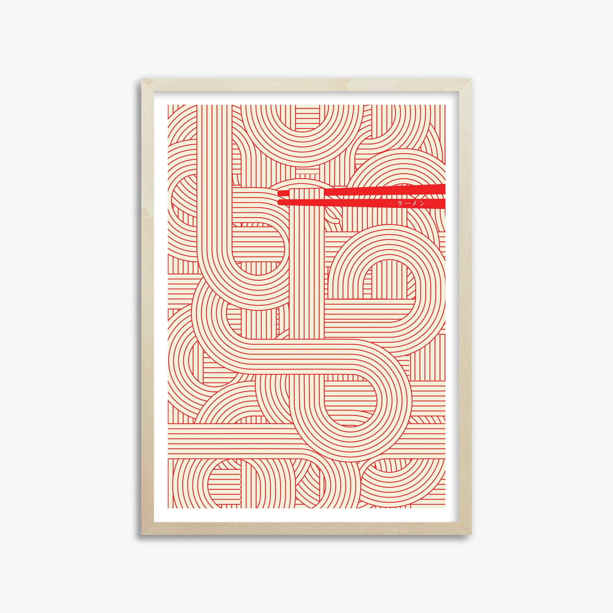Abstract Noodles, 50x70cm Framed Poster With Lime Wood Frame