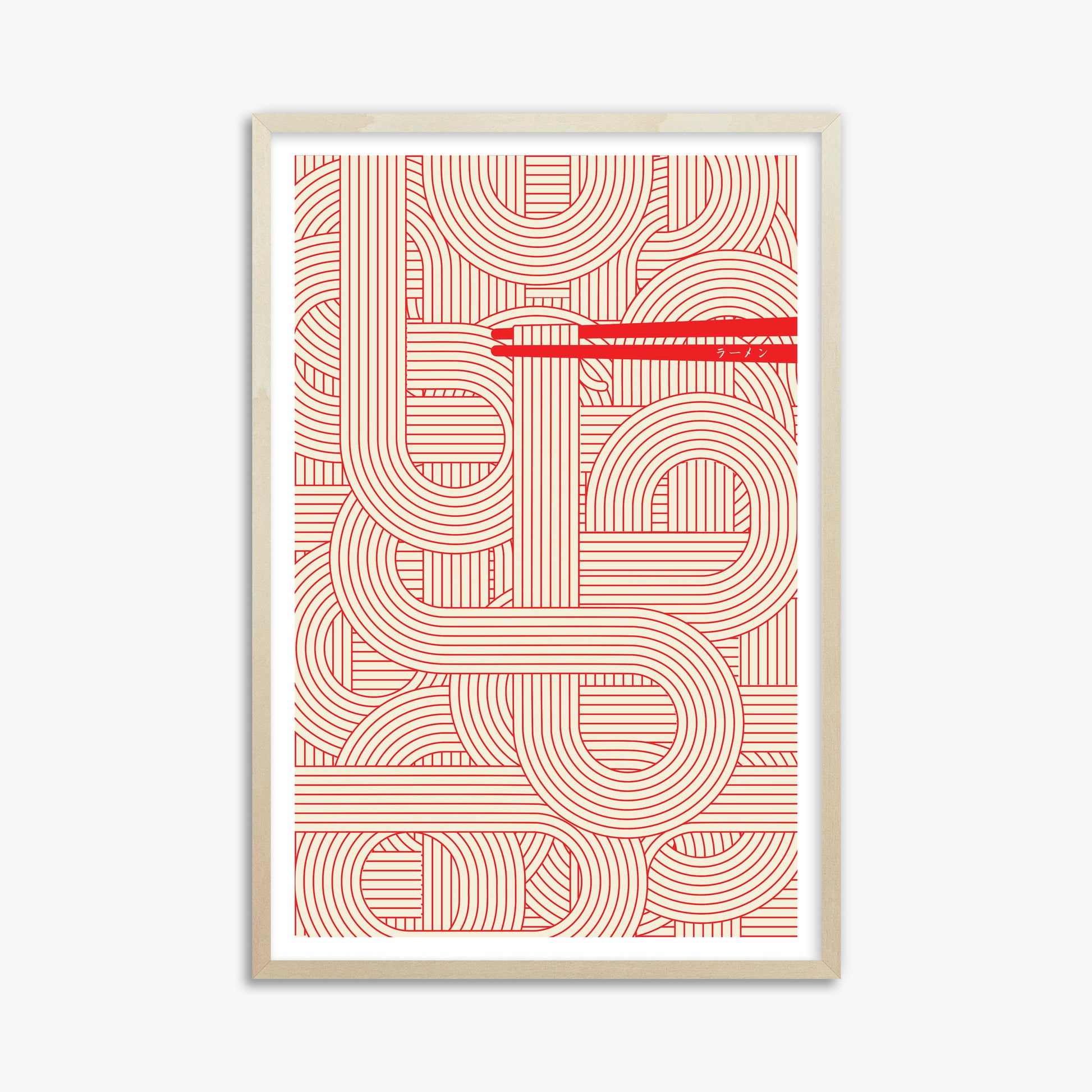 Abstract Noodles, 61x91cm Framed Poster With Lime Wood Frame