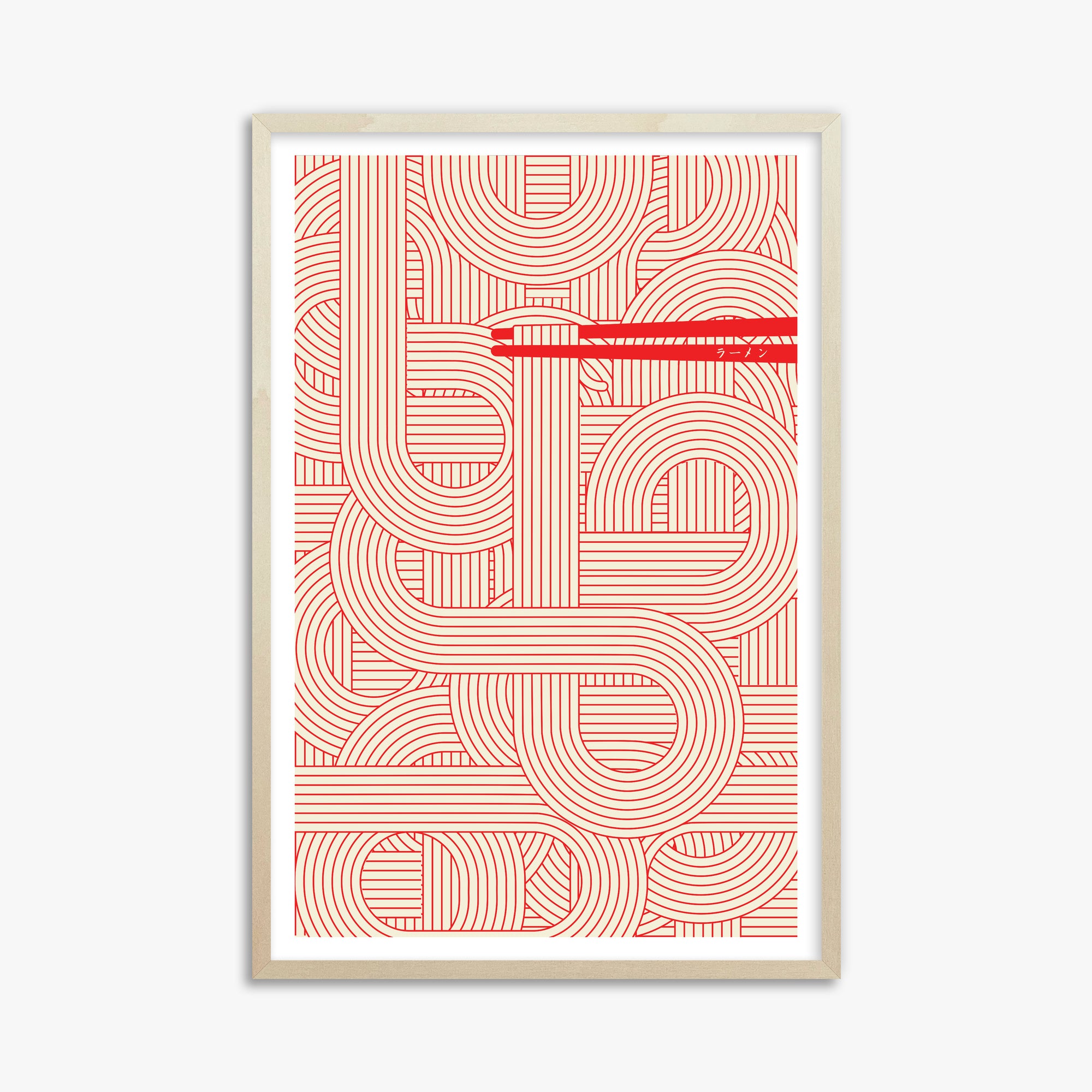 Abstract Noodles, 61x91cm Framed Poster With Lime Wood Frame