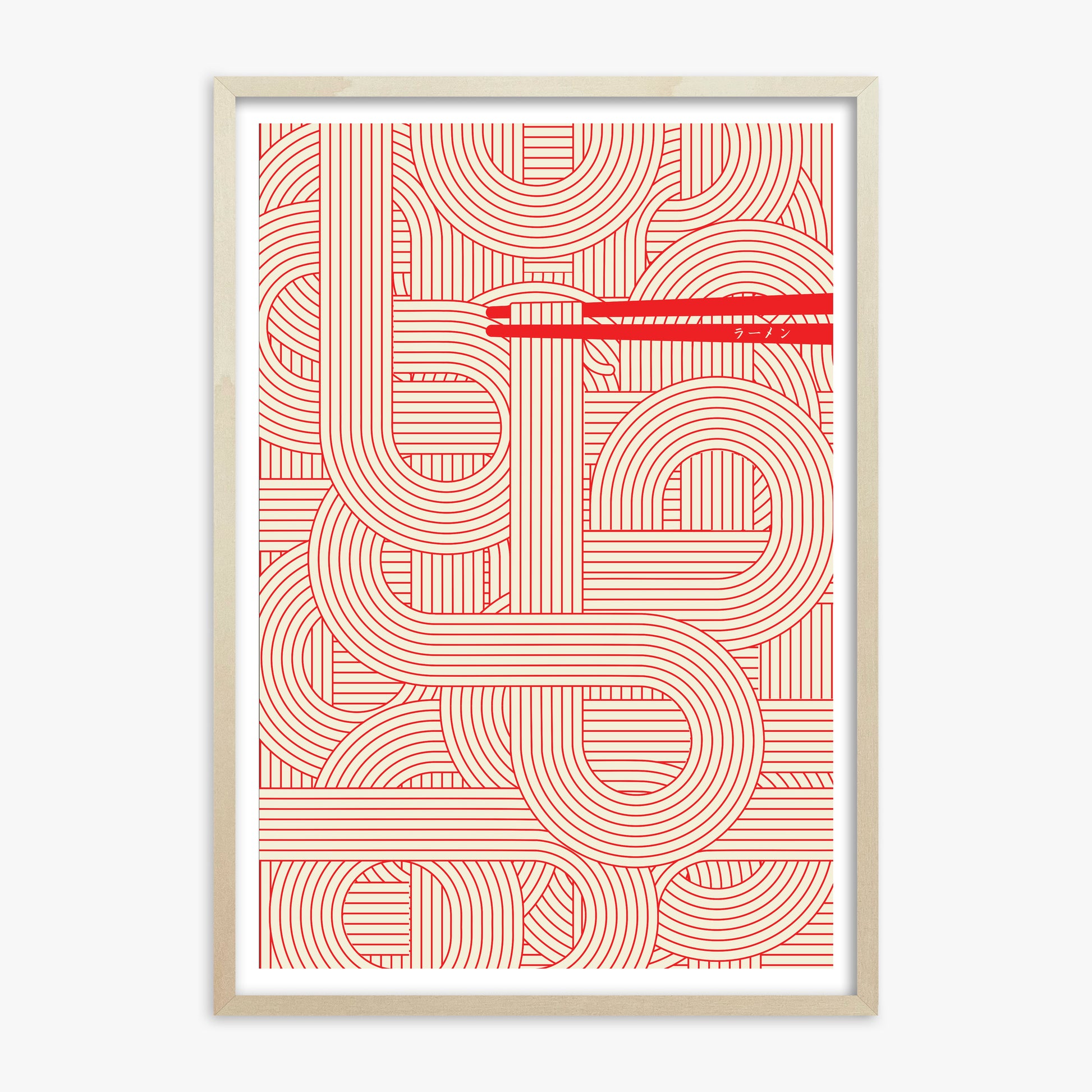 Abstract Noodles, 70x100cm Framed Poster With Lime Wood Frame