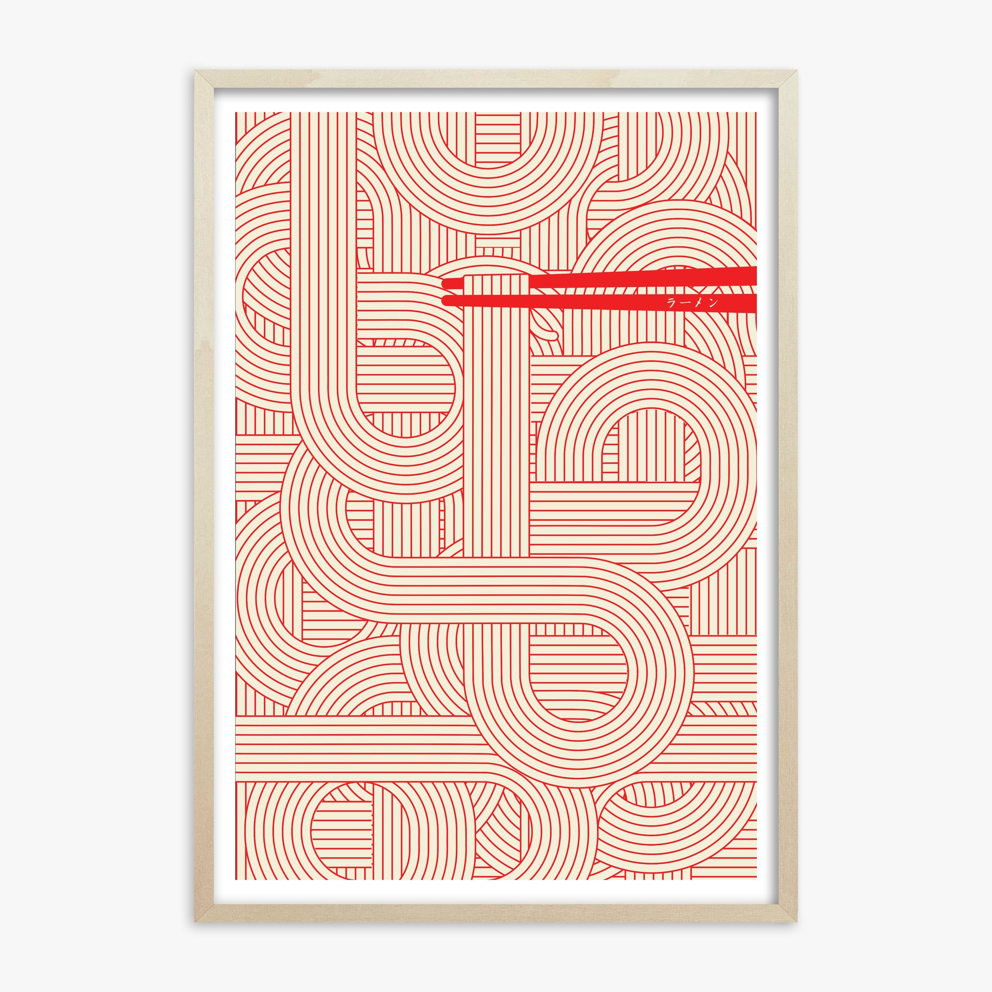 Abstract Noodles, 70x100cm Framed Poster With Lime Wood Frame
